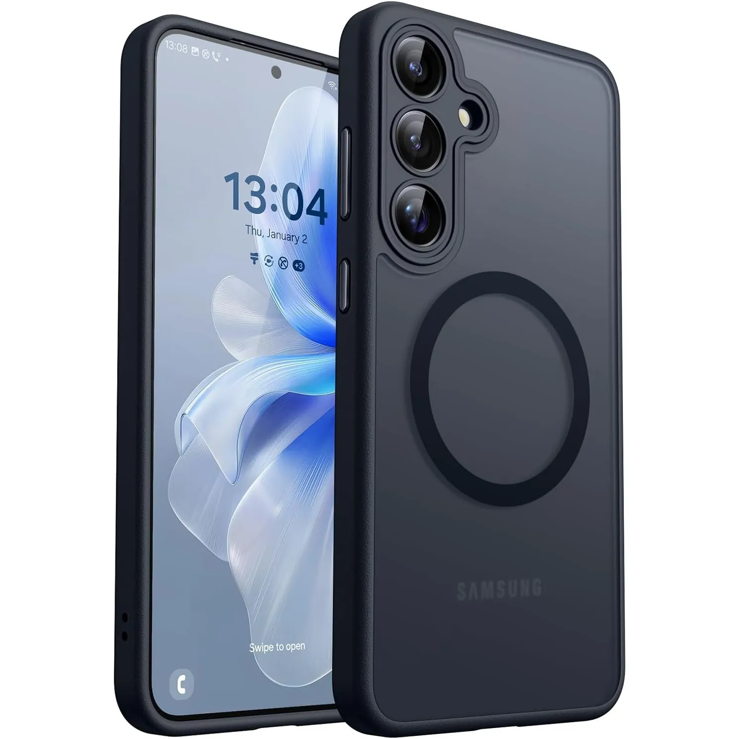 CANSHN für Samsung Galaxy S25 Plus Hülle mit Kameraschutz, Schwarz