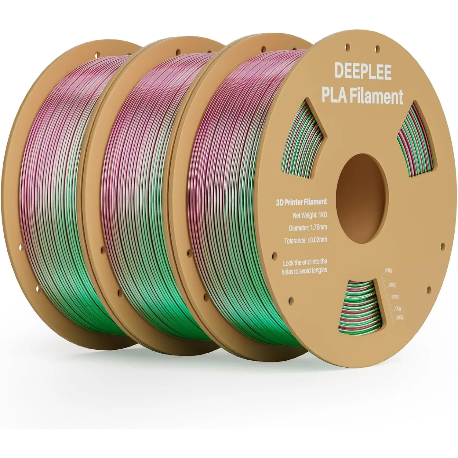 DEEPLEE Silk PLA Filament, Dual Color, Rot-Grün 3KG