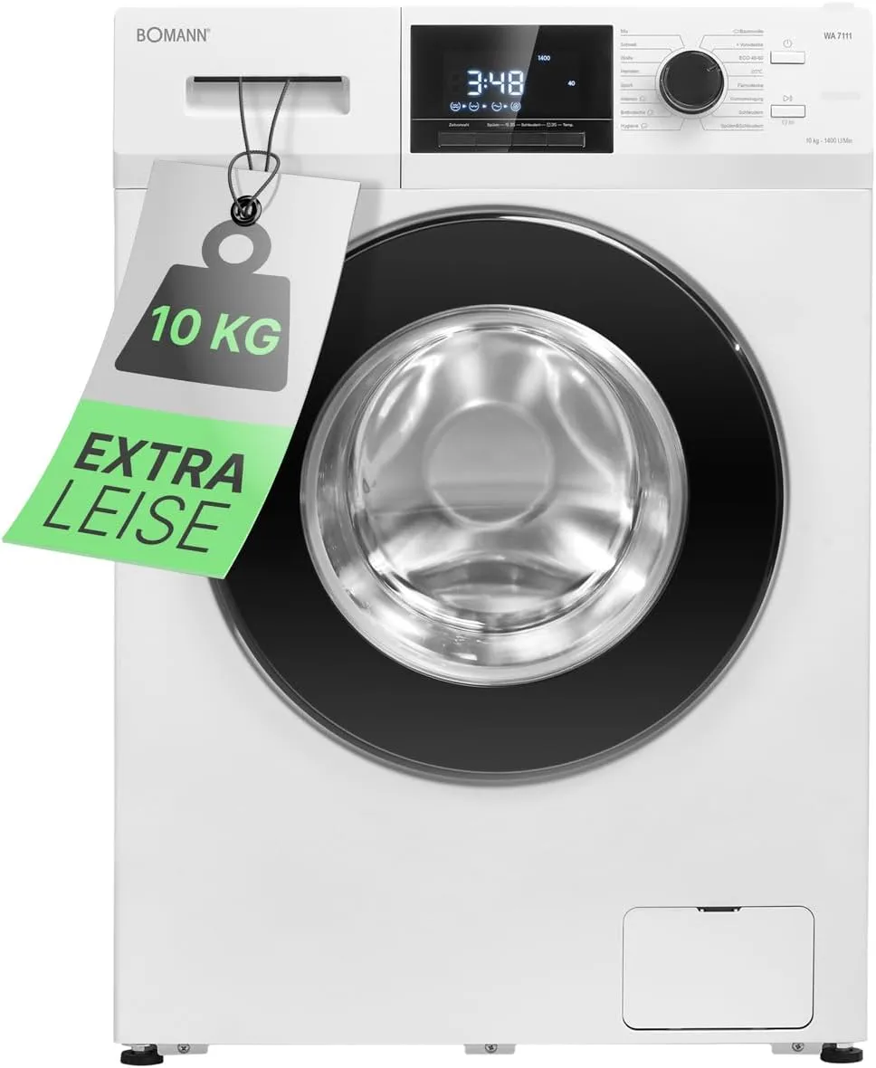 Bomann® Waschmaschine 10kg | max. 1400 U/min | 16 Programme | Bürstenloser DC-Motor: effizient, leise und langlebig | E…