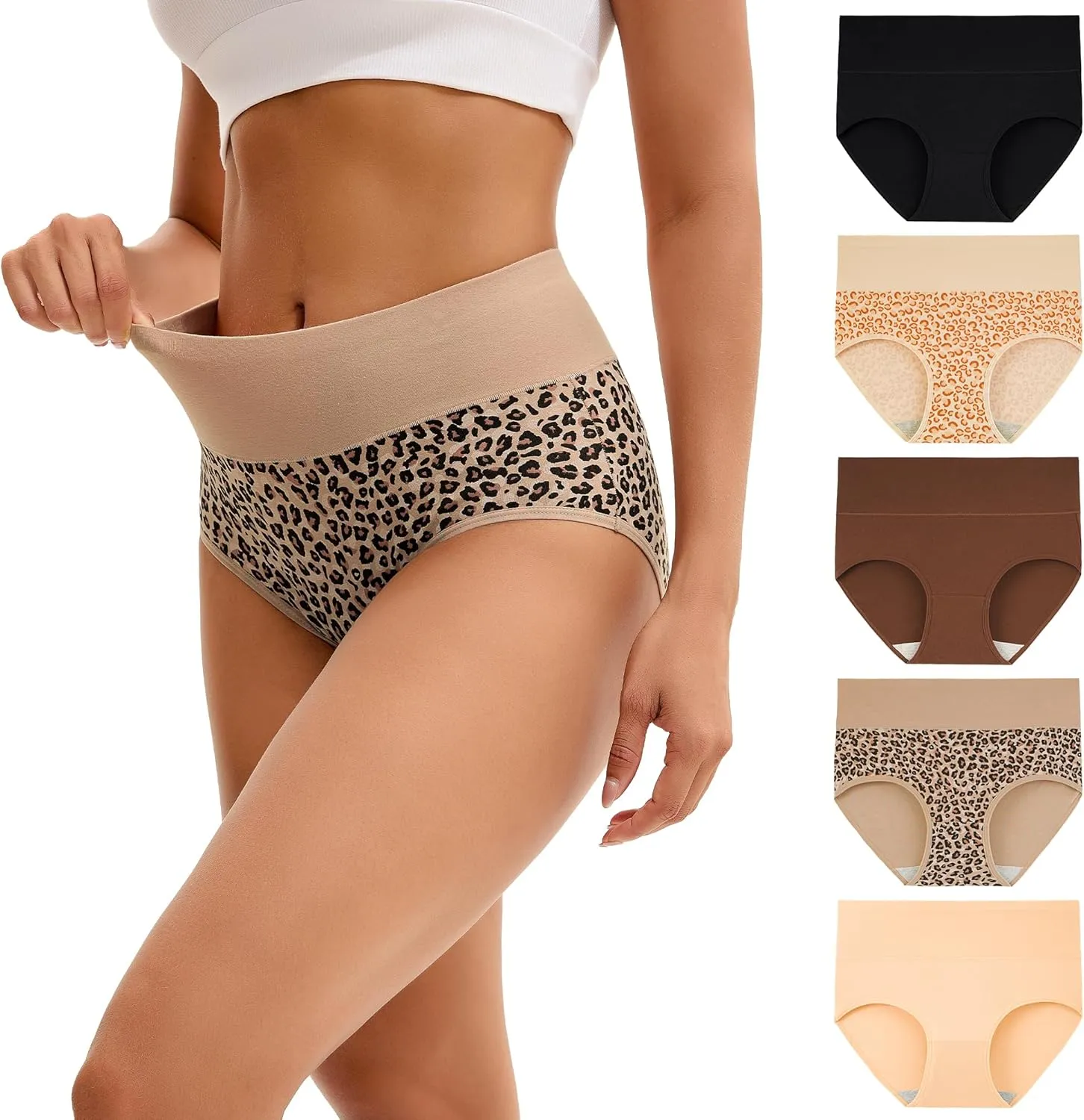 INNERSY Unterhosen Damen Baumwolle Stretch Slips Hohe Taille Weiche Unterwäsche Frauen 5er Pack