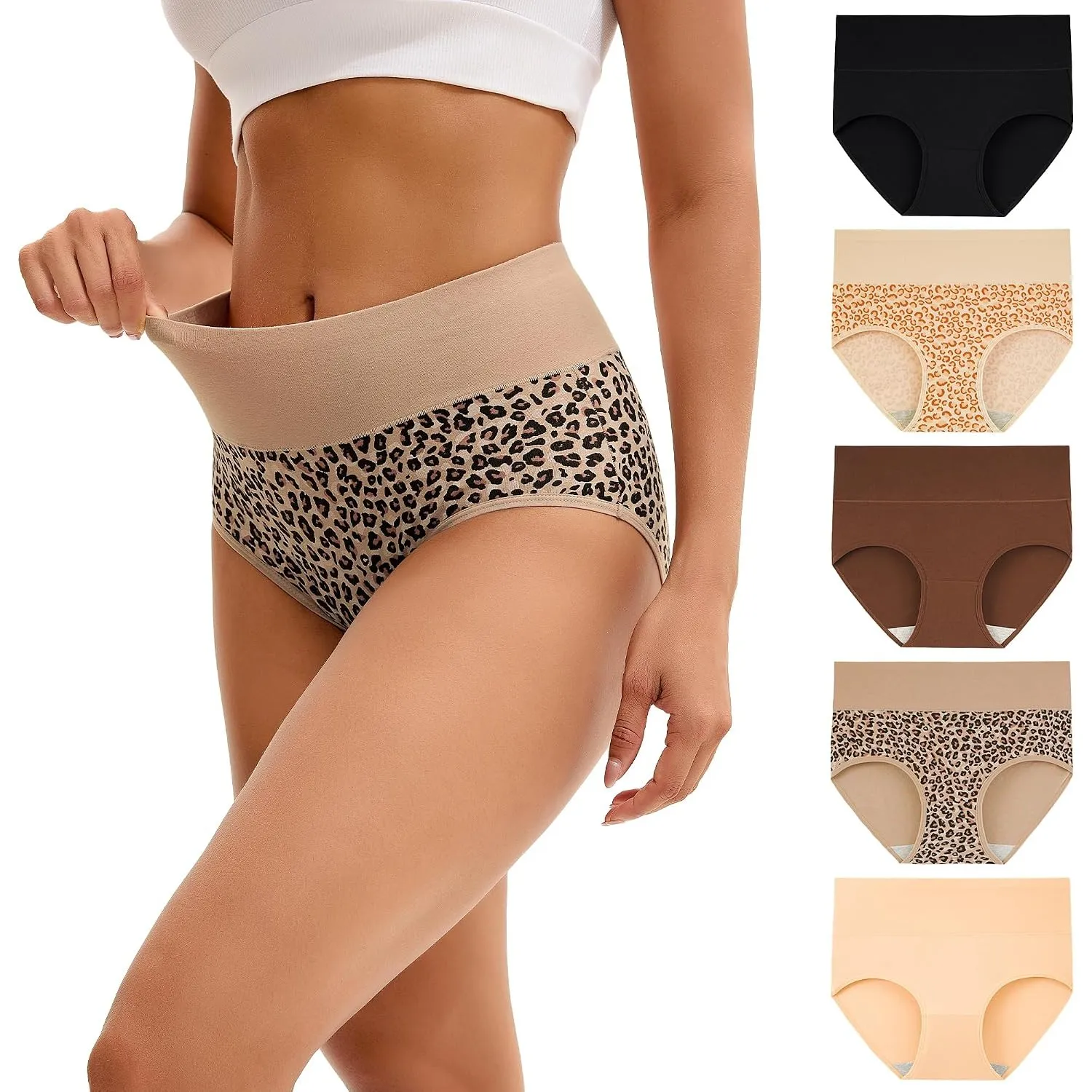 INNERSY Unterhosen Damen Baumwolle Slips Hohe Taille Unterwäsche 5er Pack | 100% Baumwoll Schritt, Taillenslip Atmungsa…