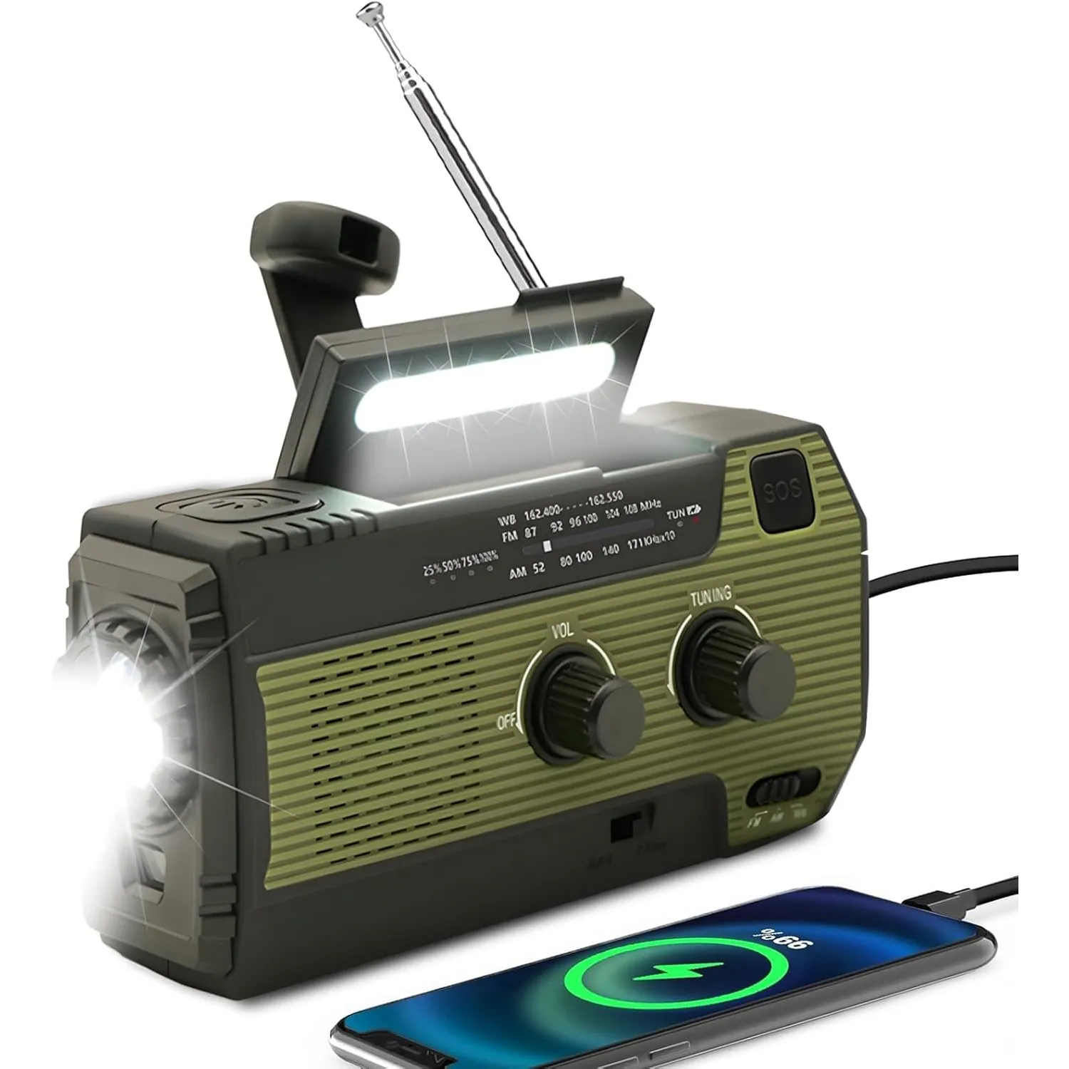 Notfall-Solar Radio,Solarbaby Selbstbetriebenes Kurbelradio mit LED-Taschenlampe, SOS-Alarm,AM/FM Wetter Wind Up Radio …
