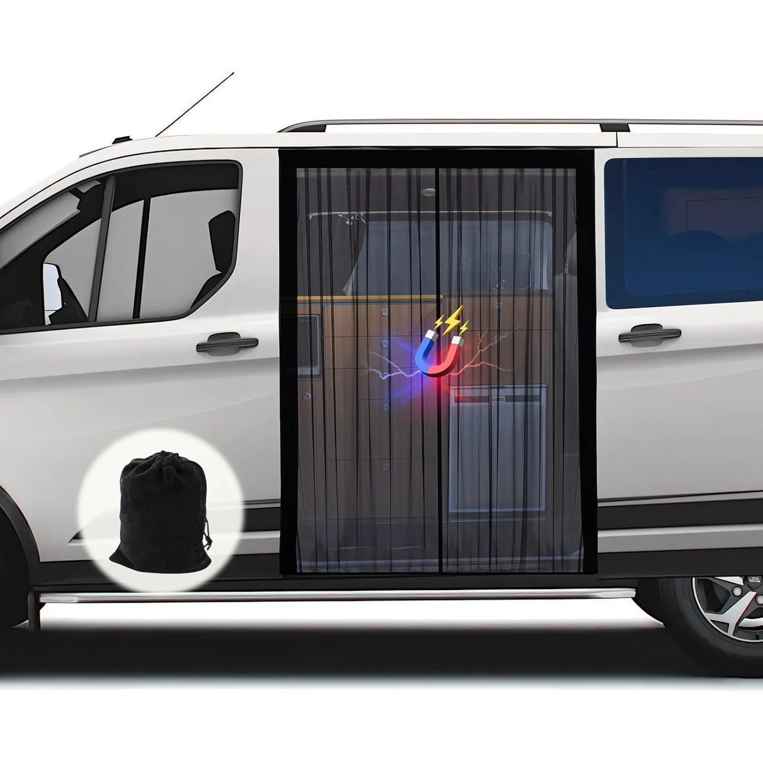 ZATOOTO Moskitonetz Van Magnetisch Fliegengitter Schiebetür, 150 x 110 cm | Insektenschutz, Benz Vito, Volkswagen Trans…