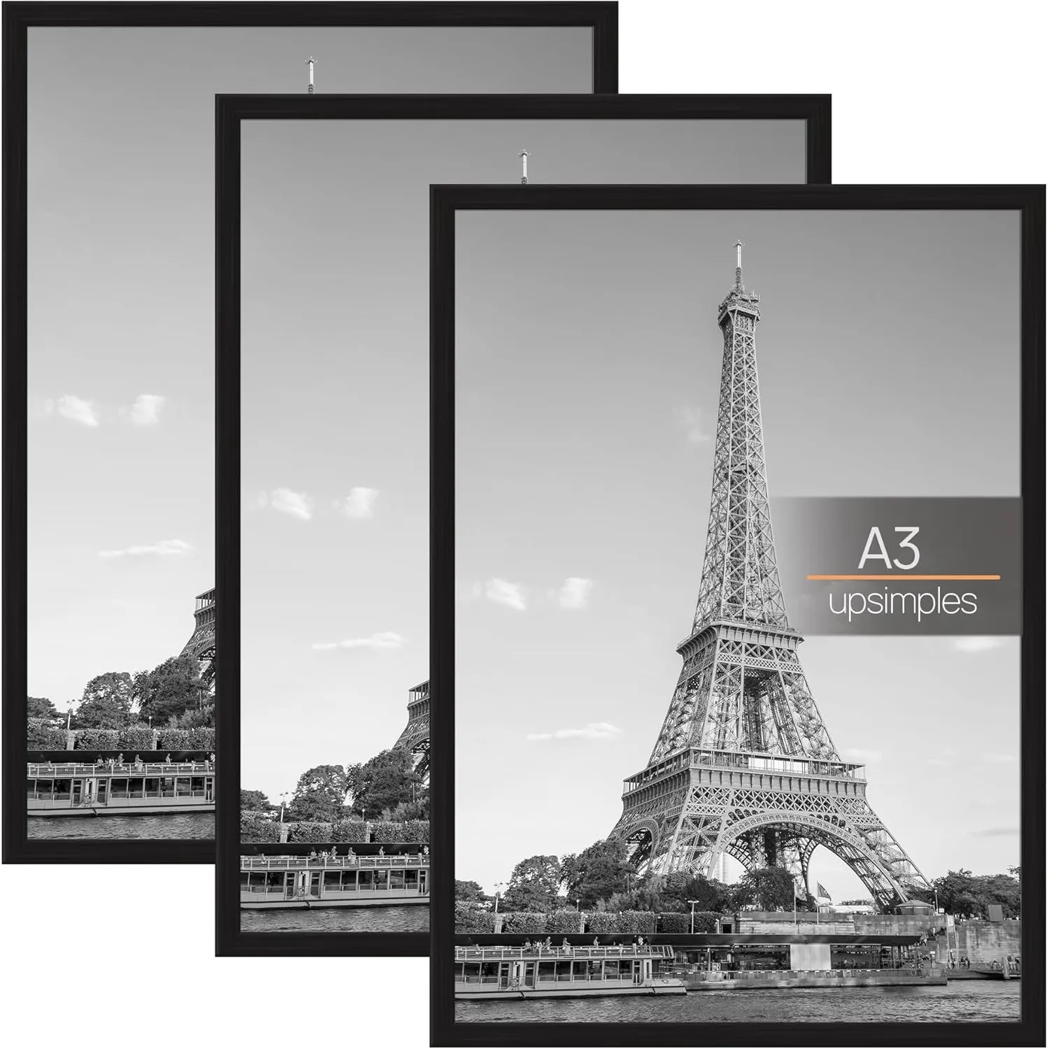 upsimples 3 Pack Bilderrahmen A3, A3 Bilderrahmen Schwarz für Fotogalerie, Einschubstreifen, Horizontale oder Vertikale…