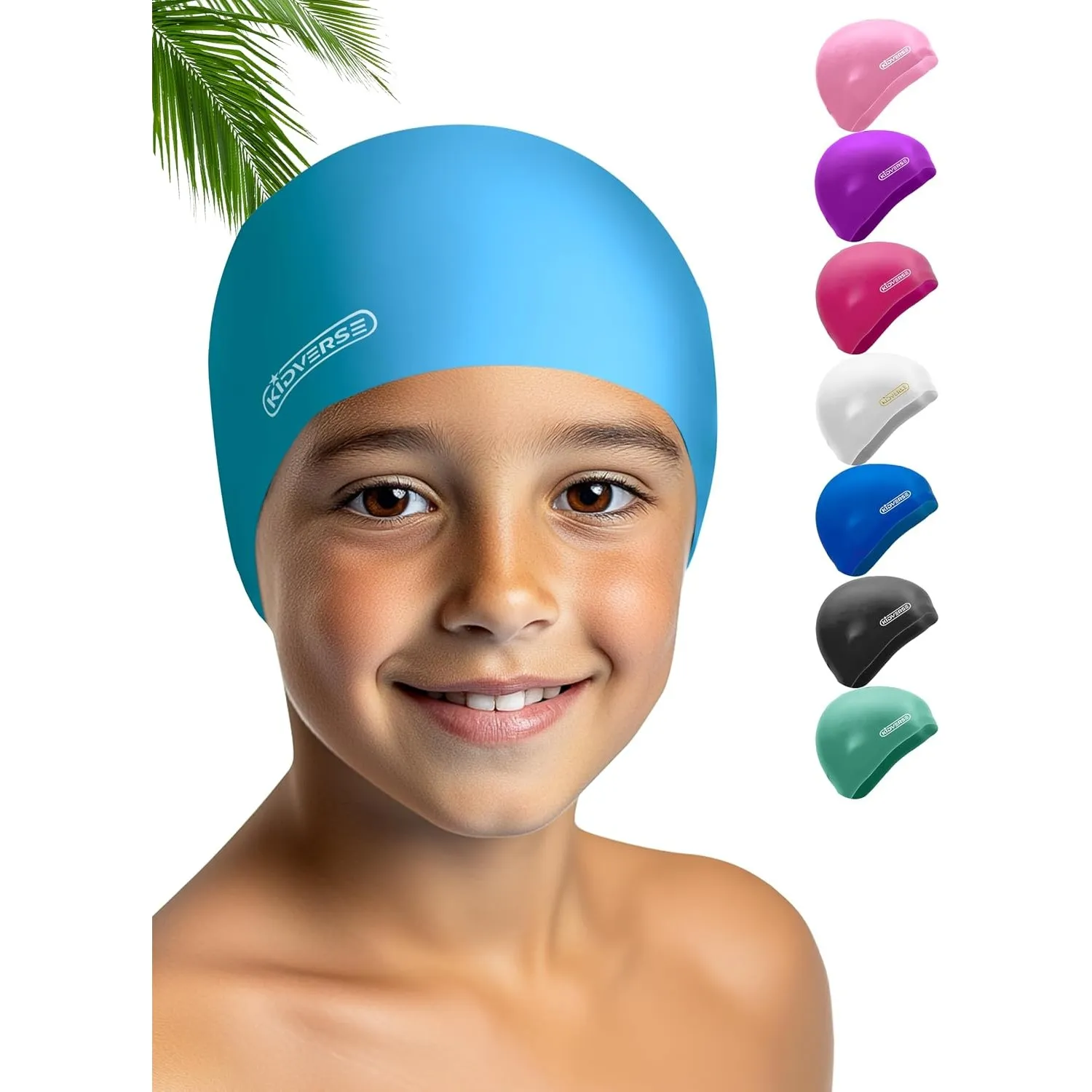 KIDVERSE Badekappe für Kinder - Jungen & Mädchen - Schwimmkappe 100% Reißfest & Wasserdicht - Badehaube mit UV Schutz -…
