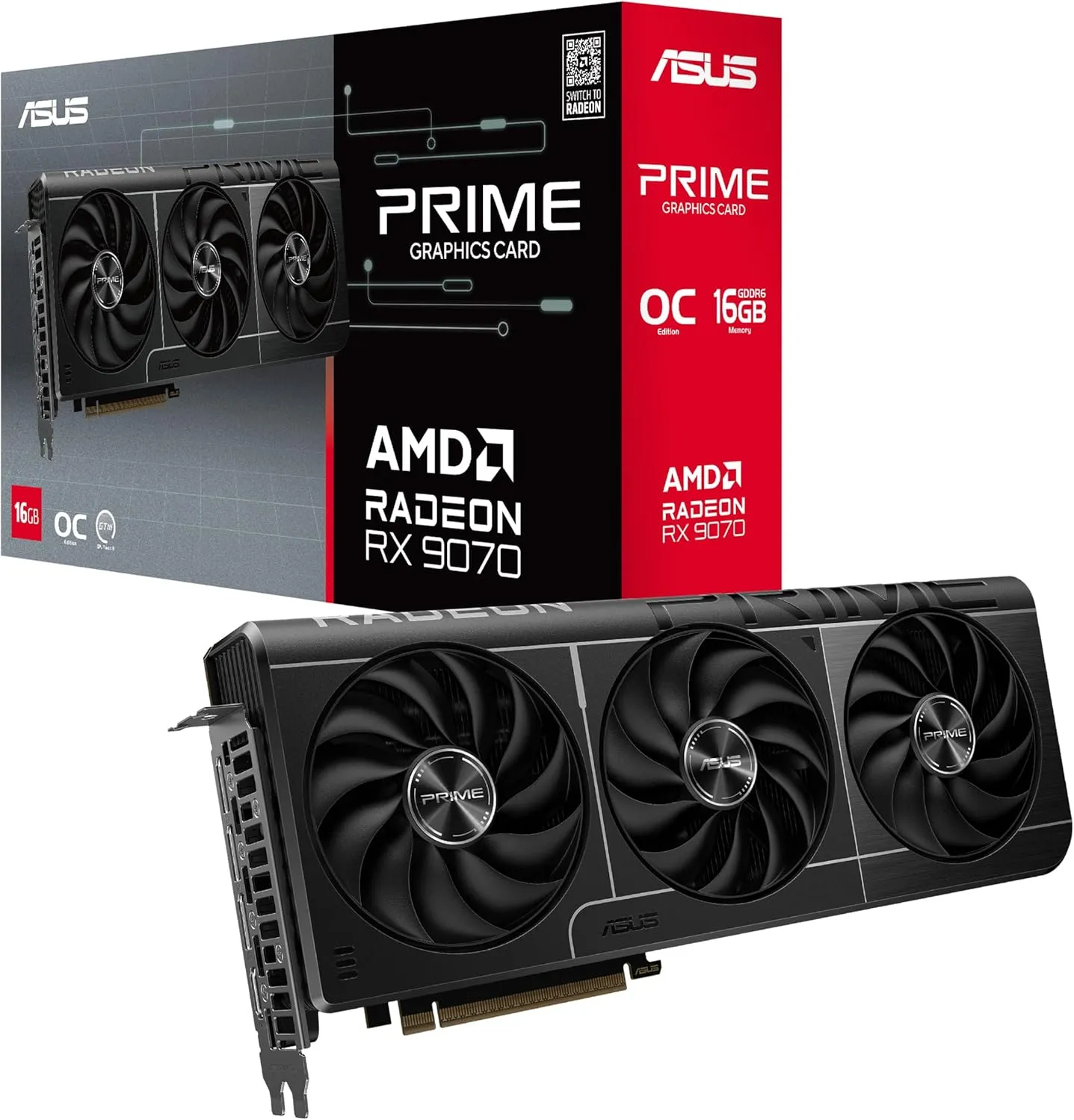 ASUS Prime Radeon RX 9070 OC Edition 16GB GDDR6 Gaming Grafikkarte (AMD Radeon Radeon RX9070, PCIe 5.0, 1x HDMI 2.1b, 3…