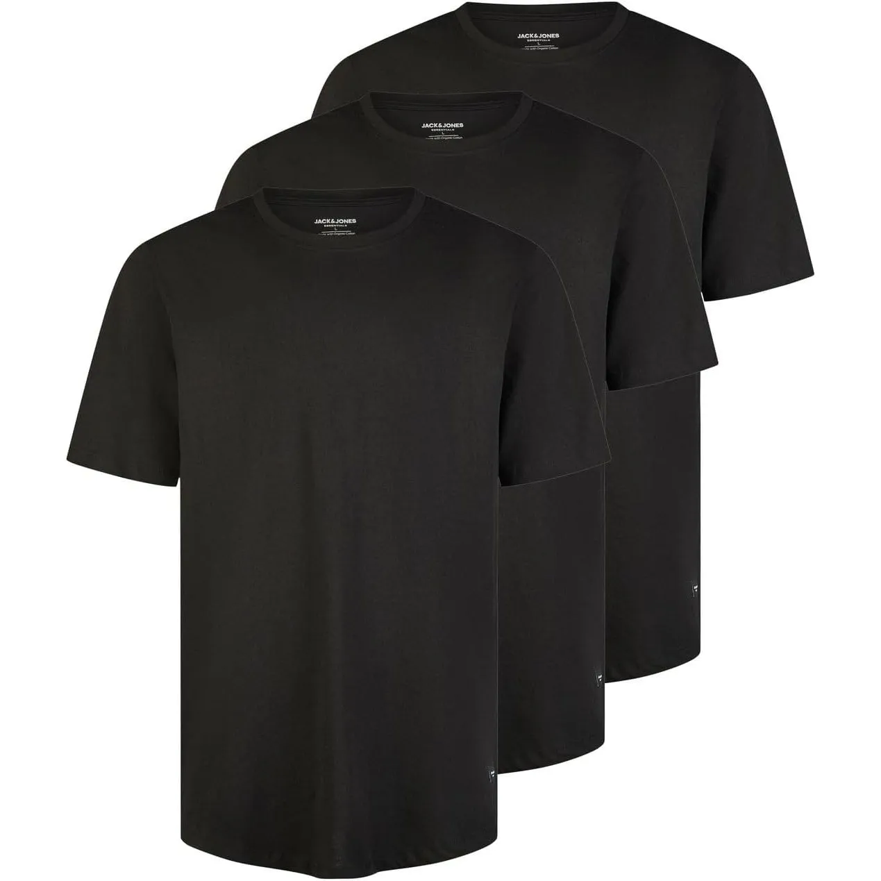 JACK & JONES Tshirt Herren lang geschnitten Set 100% Bio-Baumwolle Regular Fit JJENOA 3er Pack Rundhals Kurzarm Sommer …