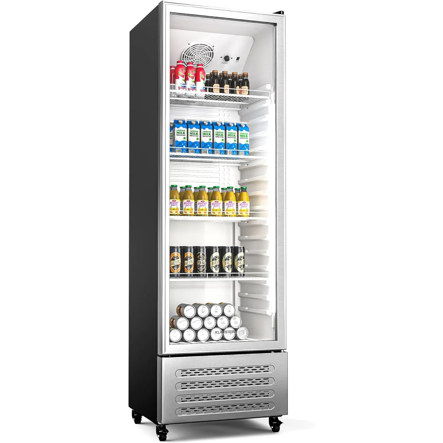Klarstein GrandCooler 306L Getränkekühlschrank - Doppelverglaste Tür, Aluminium-Tür, LED-Beleuchtung, Mechanischer Ther…