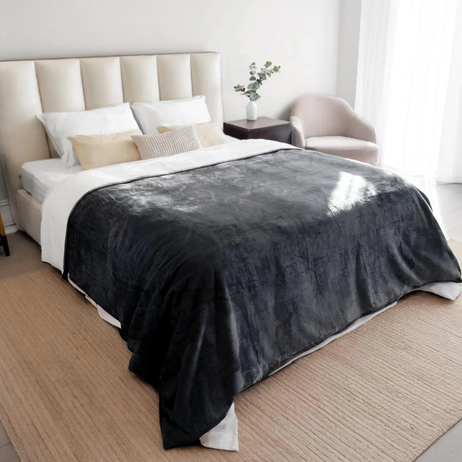 Dreamzie - wasserdichte Hundedecke Flauschig - 218x274cm - Dunkelgrau