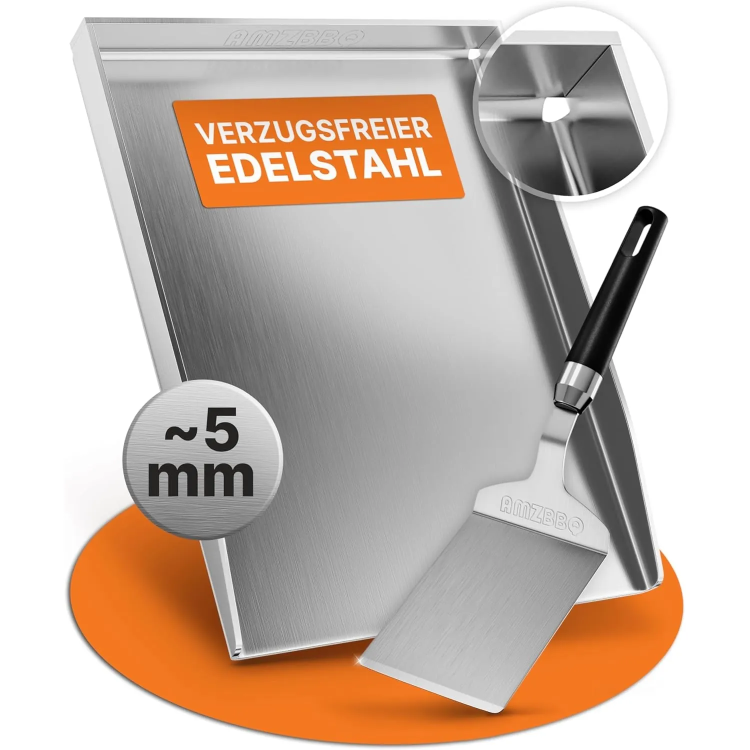 AMZBBQ® Premium Plancha Set - für ENDERS MONROE/COLORADO/CHICAGO/CUBIQ - ca. 5 mm massiver Edelstahl - 20% stärker als …
