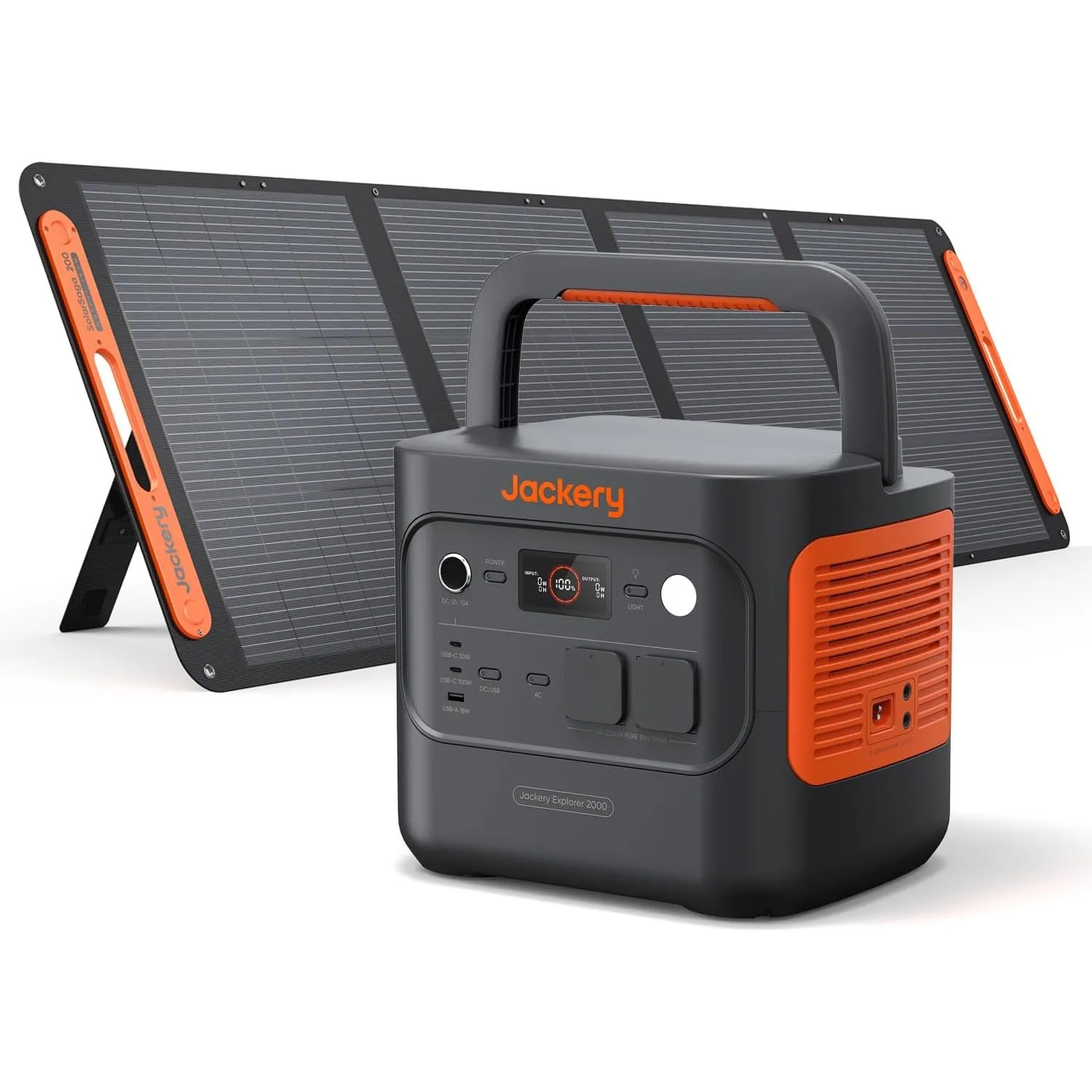 Jackery E2000 v2 Tragbare Powerstation mit 200W Solarpanel, 2042Wh-Akku | LiFePO4-Solargenerator mit 2200W AC (4400W Sp…