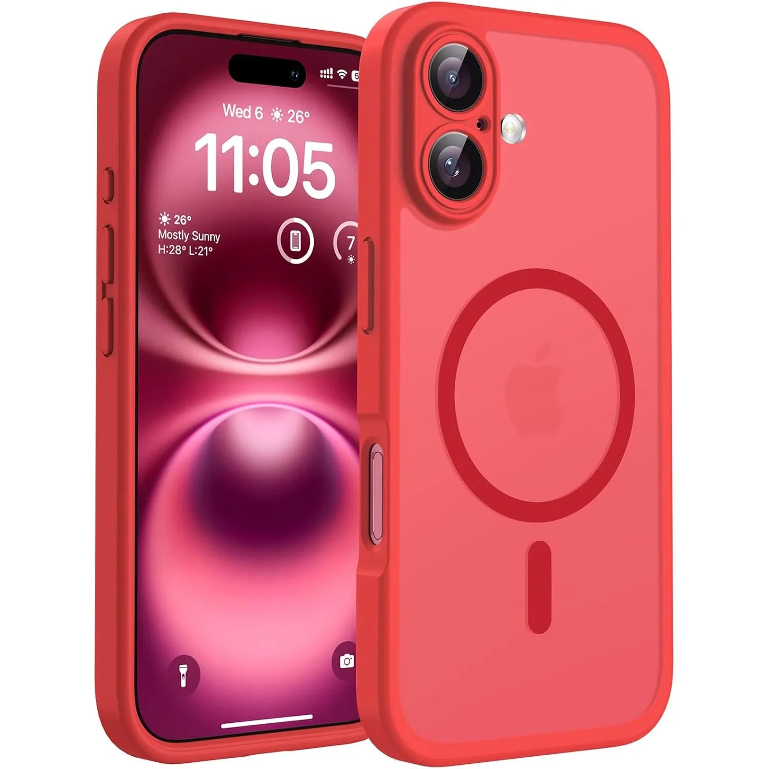 TOCOL für iPhone 16 Hülle, Kompatibel mit MagSafe, Rot