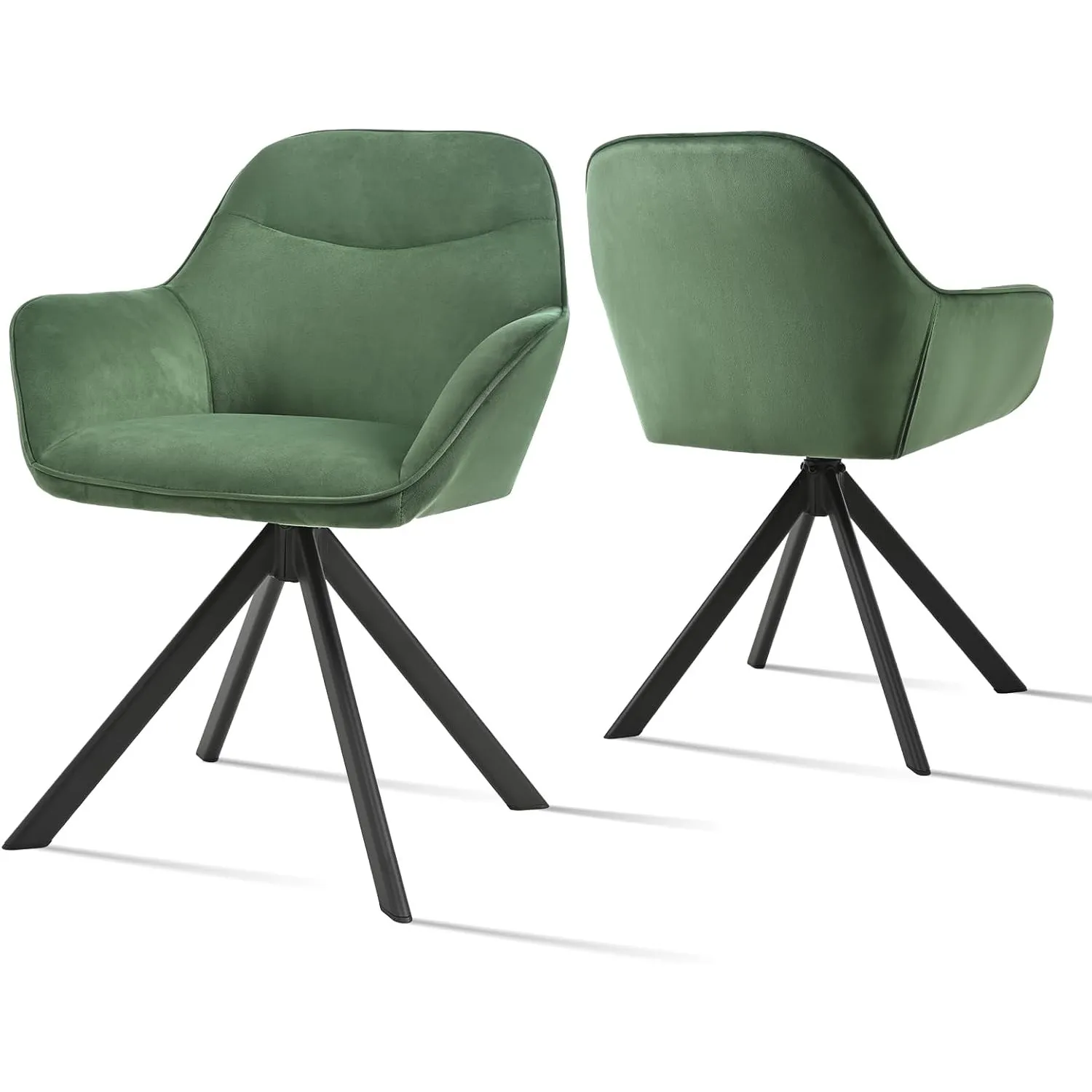 Esszimmerstühle Drehbar 2er Set mit Armlehne, 360° drehbar, Polsterstuhl Samt, Drehstuhl Esszimmer, Küchenstuhl mit Met…