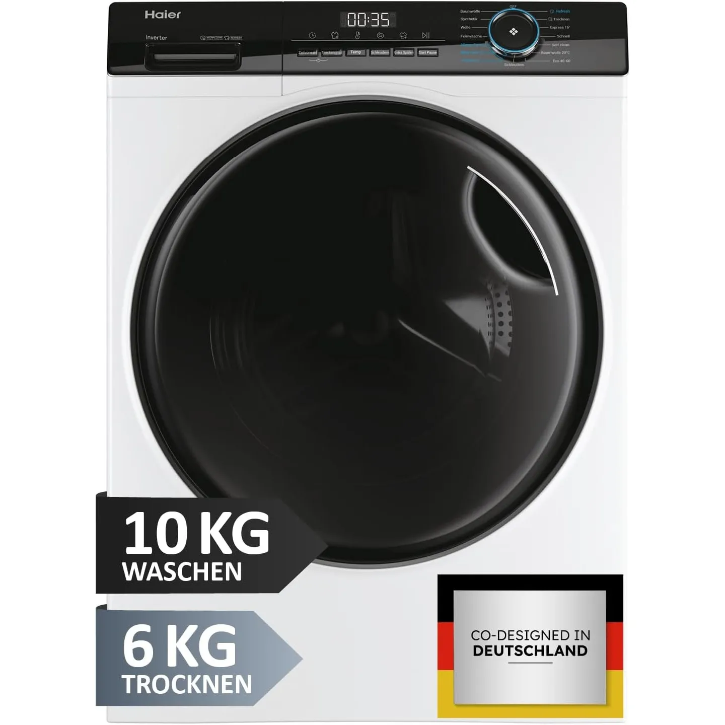 Haier I-PRO SERIE 3 Waschtrockner HWD100-B14939 I Waschmaschine Trockner Kombi I 10kg Waschen & 6kg Trocknen I Energiek…