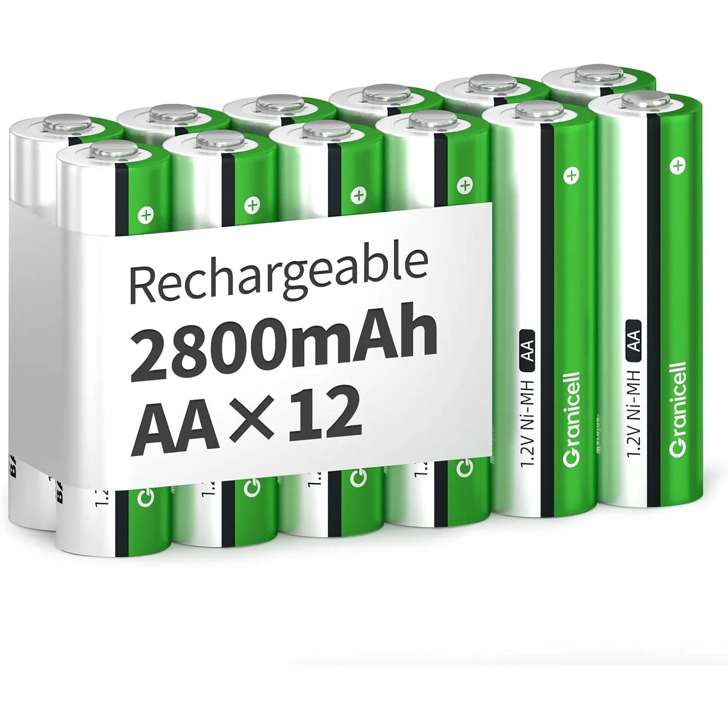 Granicell Akku AA Wiederaufladbare Batterien 2800 mAh Akkubatterien Hohe Kapazität 1500 Zyklen, 1.2V NiMH Aufladbare Ba…