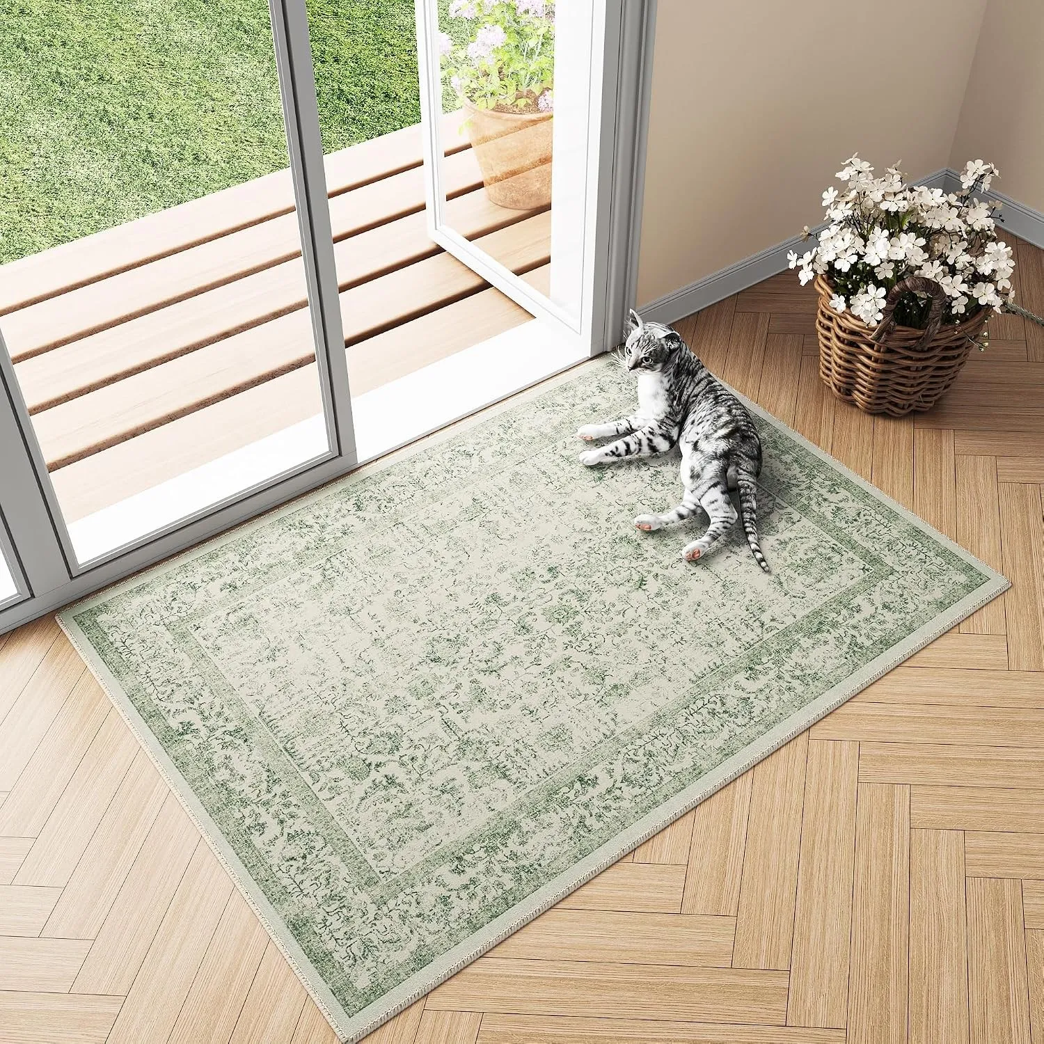 HUGEAR Grün Vintage Fußmatte 60x90cm Waschbar