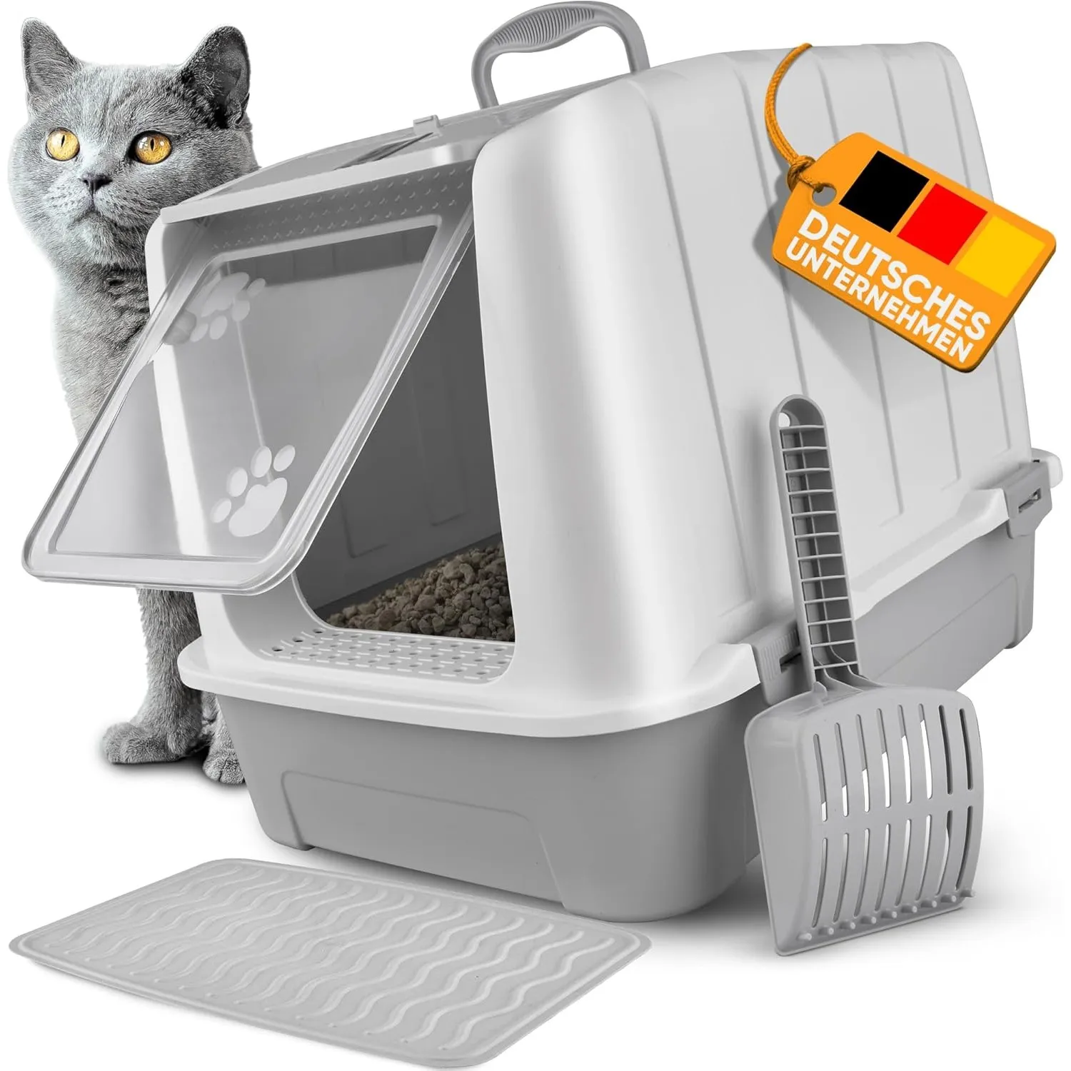 CROPLAS Katzenklo mit Deckel und Aktivkohlefilter, Katzenklo groß geschlossen, Katzentoilette geschlossen mit Klappe, g…