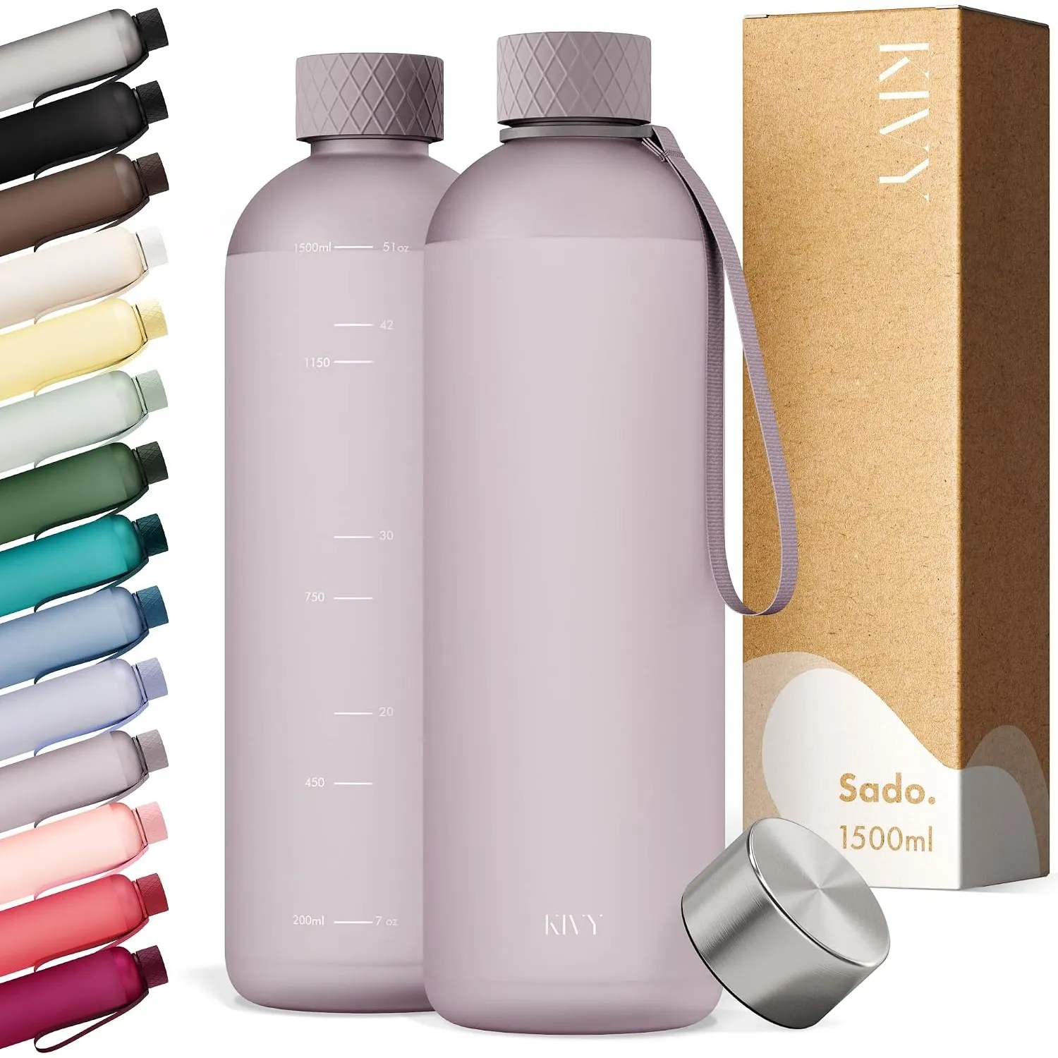 KIVY Trinkflasche 1,5l aus Tritan - Kohlensäure geeignet & Auslaufsicher