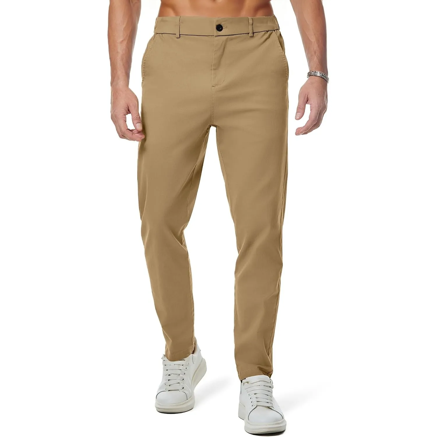 JMIERR Chino Hose Herren Baumwolle Business Männer mit Taschen