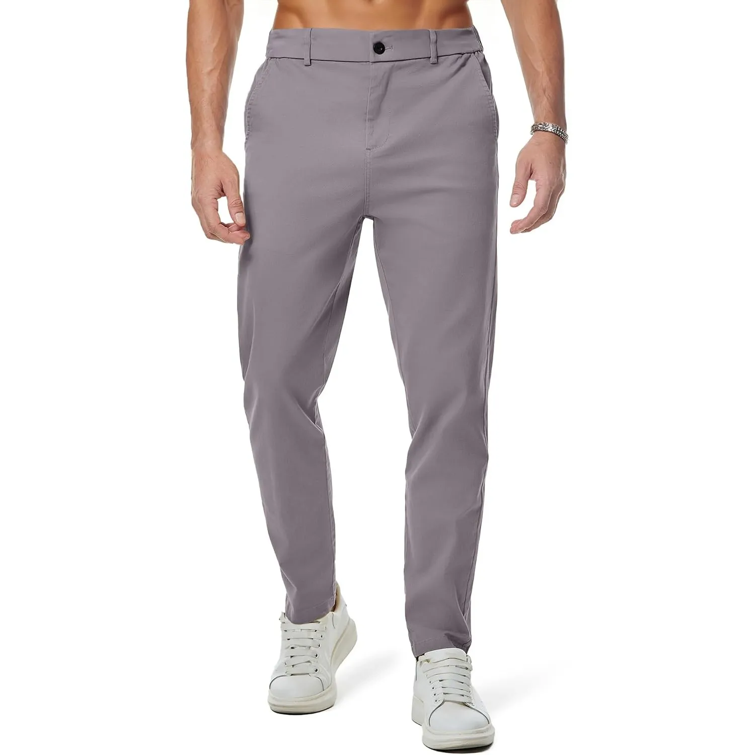 JMIERR Chino Hose Herren Baumwolle Business Männer mit Taschen