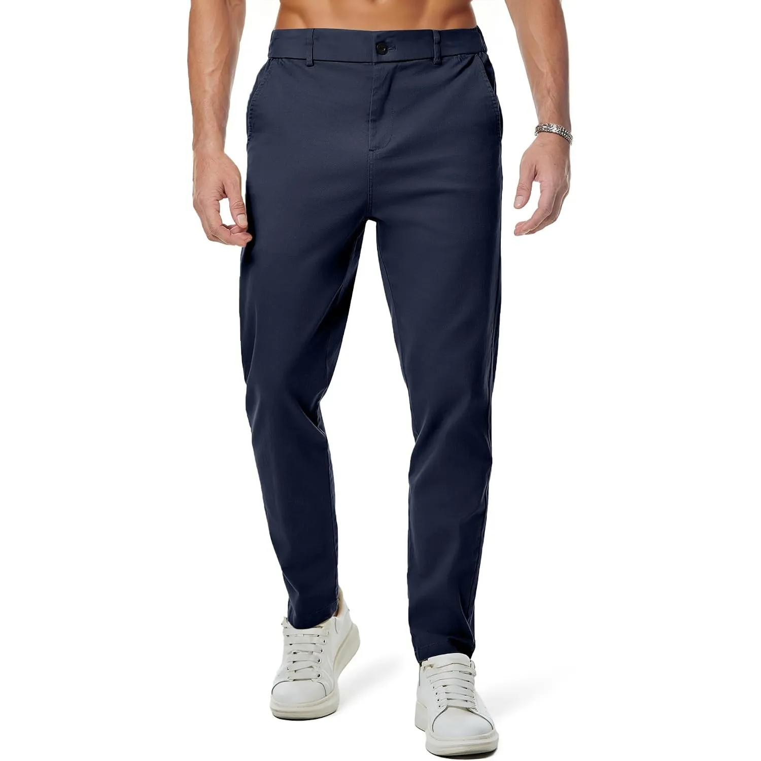 JMIERR Chino Hose Herren Baumwolle Business Männer mit Taschen