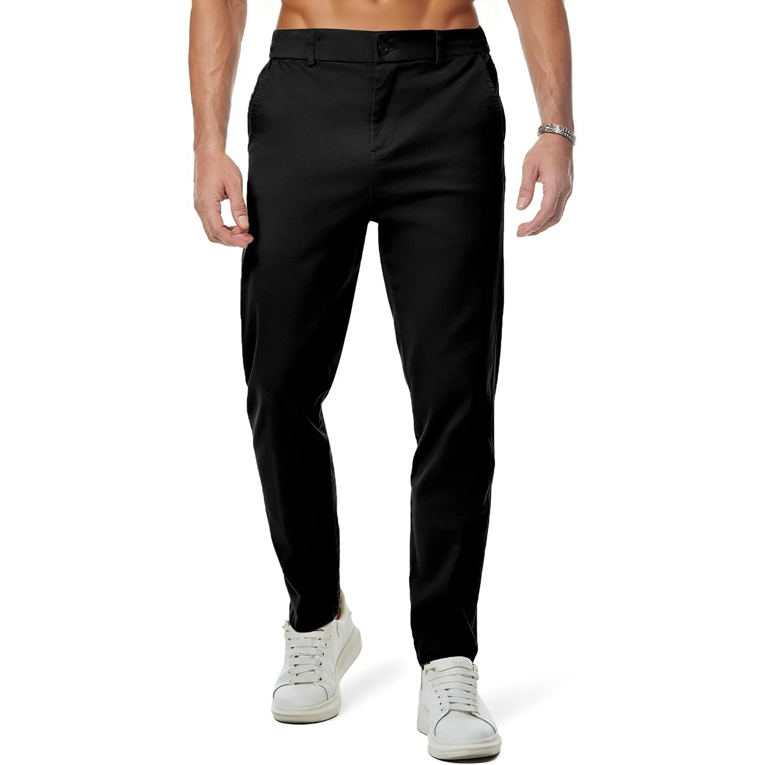 JMIERR Chino Hose Herren Baumwolle Business Männer mit Taschen