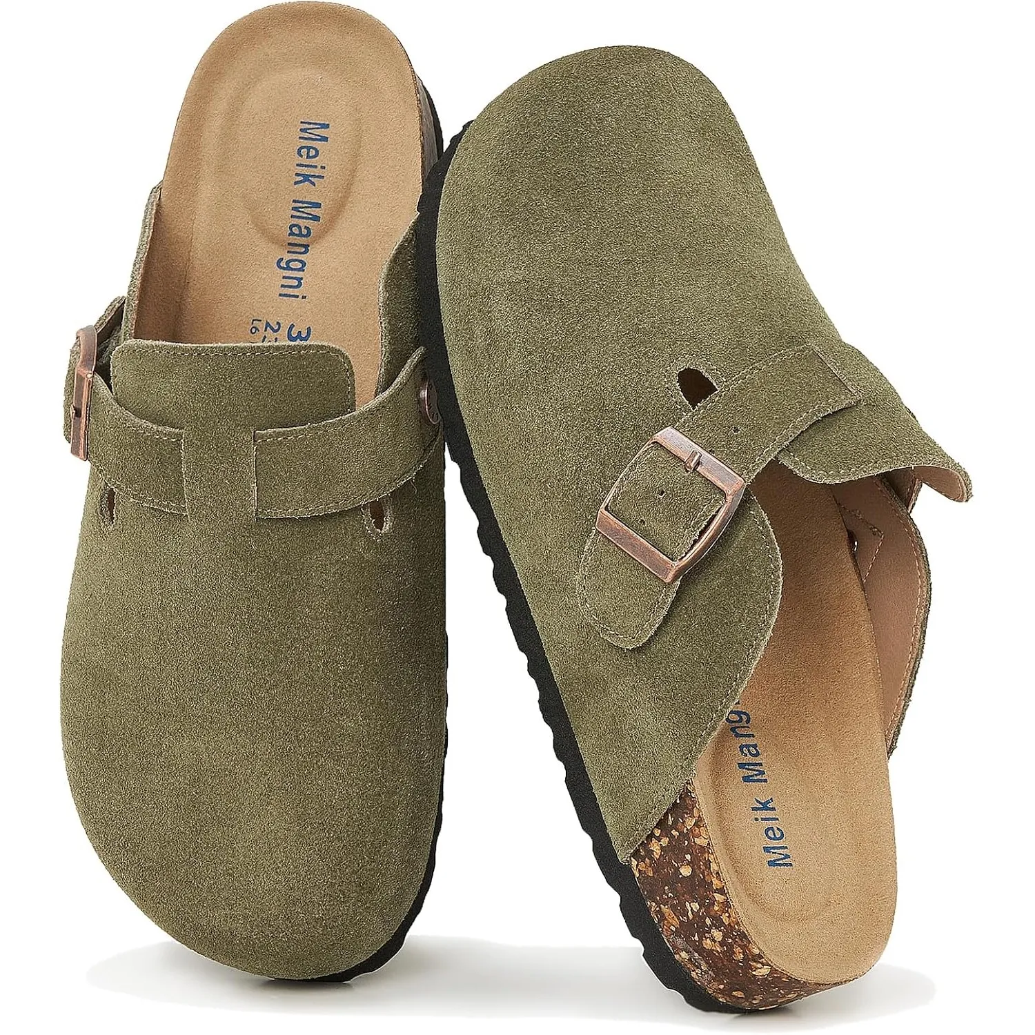 Meik Mangni Wildleder Clogs für Damen Herren Komfort Kartoffel Schuhe mit Arch Support Frauen aus Leder rutschfest Pant…