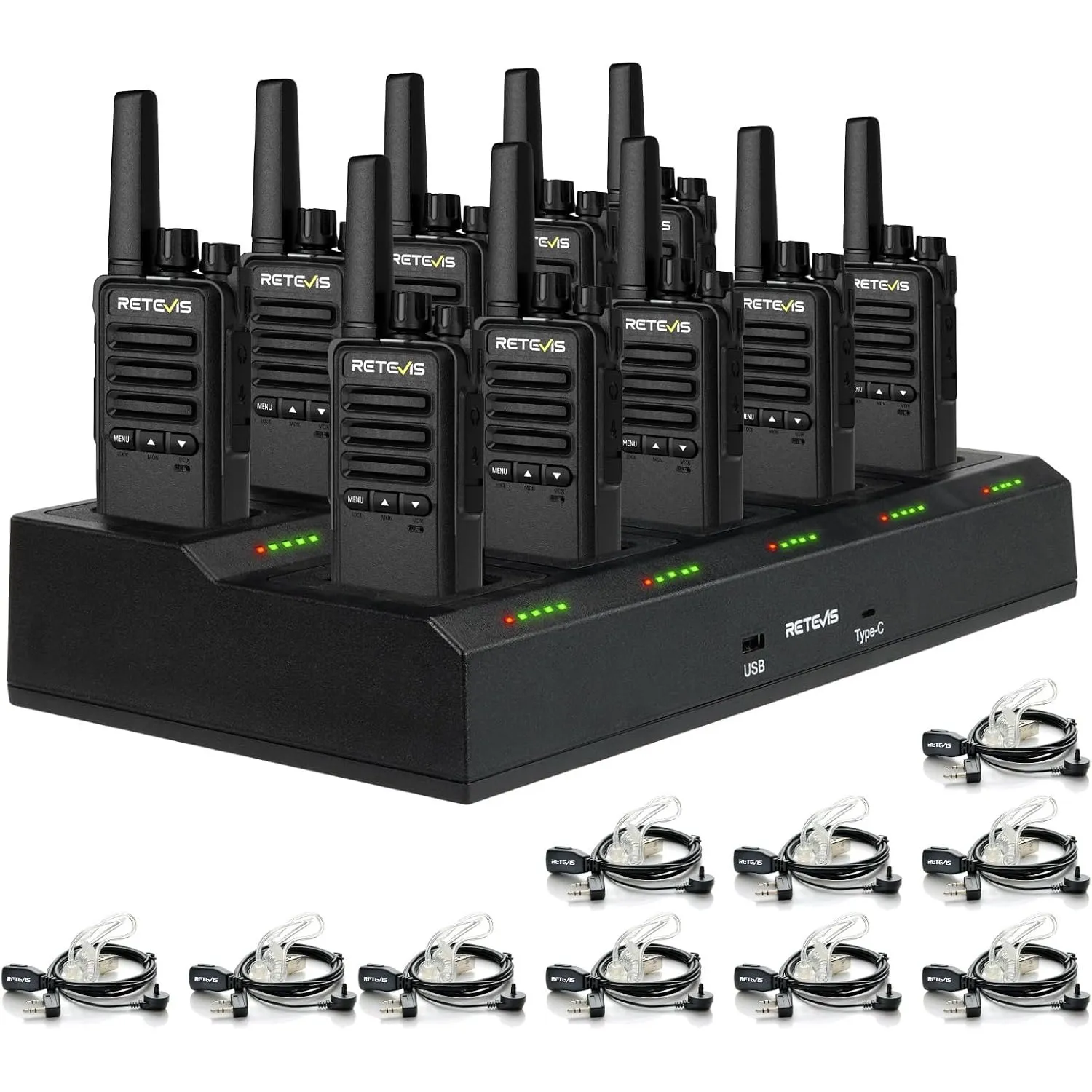 Retevis RT668B Walkie Talkie, PMR446 Funkgerät, USB-C, 16 Kanäle, Wiederaufladbare Funkgeräte Set für Sicherheit, Resta…