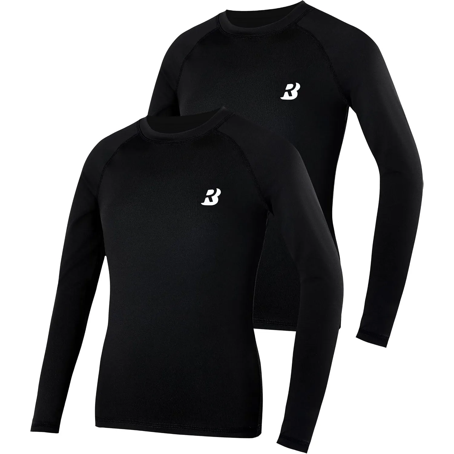 Roadbox Kompressionsshirts für Jungen 1-2 Pack, Sportshirt Langarm & Kurzarm, Atmungsaktives Unterziehshirt Kinder, Ski…