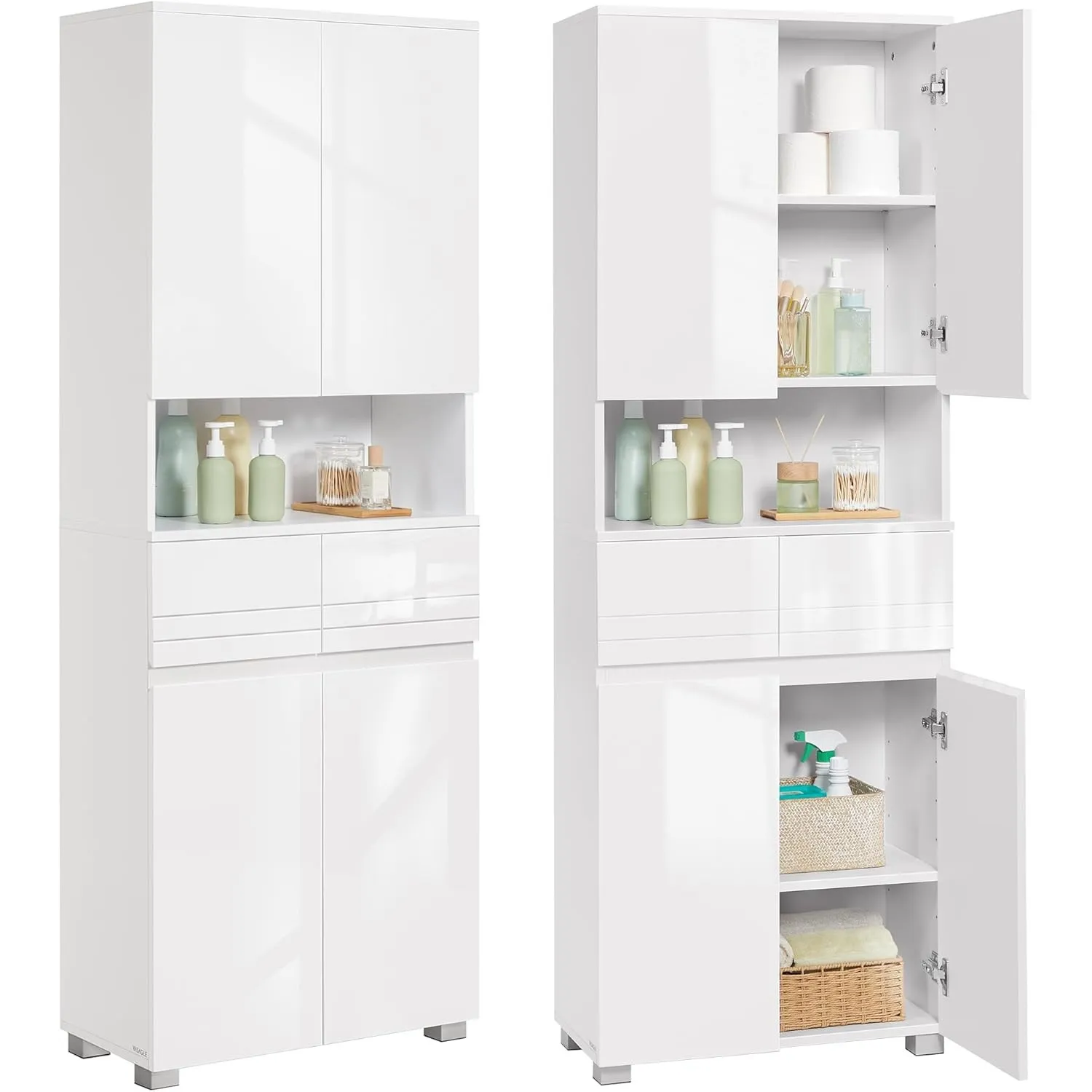 VASAGLE Badezimmerschrank, mit 2 Schubladen, 30 x 60 x 170 cm
