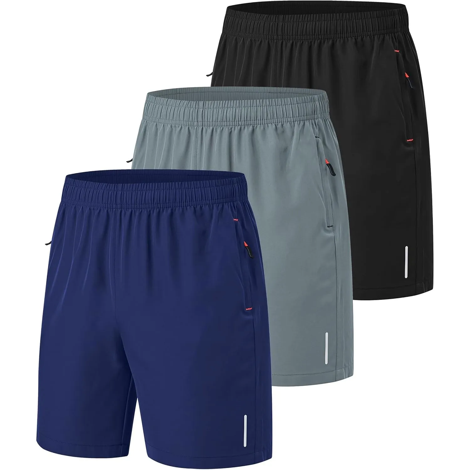 Zoofly 3er Pack Sporthose Kurze Herren Sommer Sport Shorts Mit Reißverschlusstaschen Elastische Fussball Fitness Tennis…