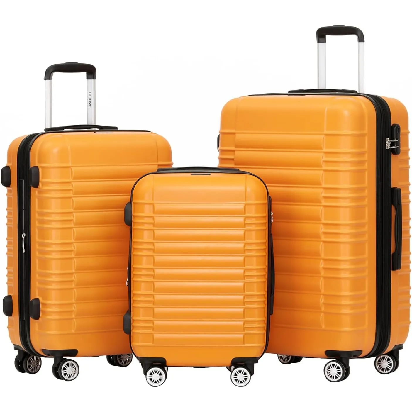BEIBYE Reisekoffer 2088 Hartschalekoffer Gepäck Koffer Trolley Set, Kofferset in 14 Farben (Orangen)