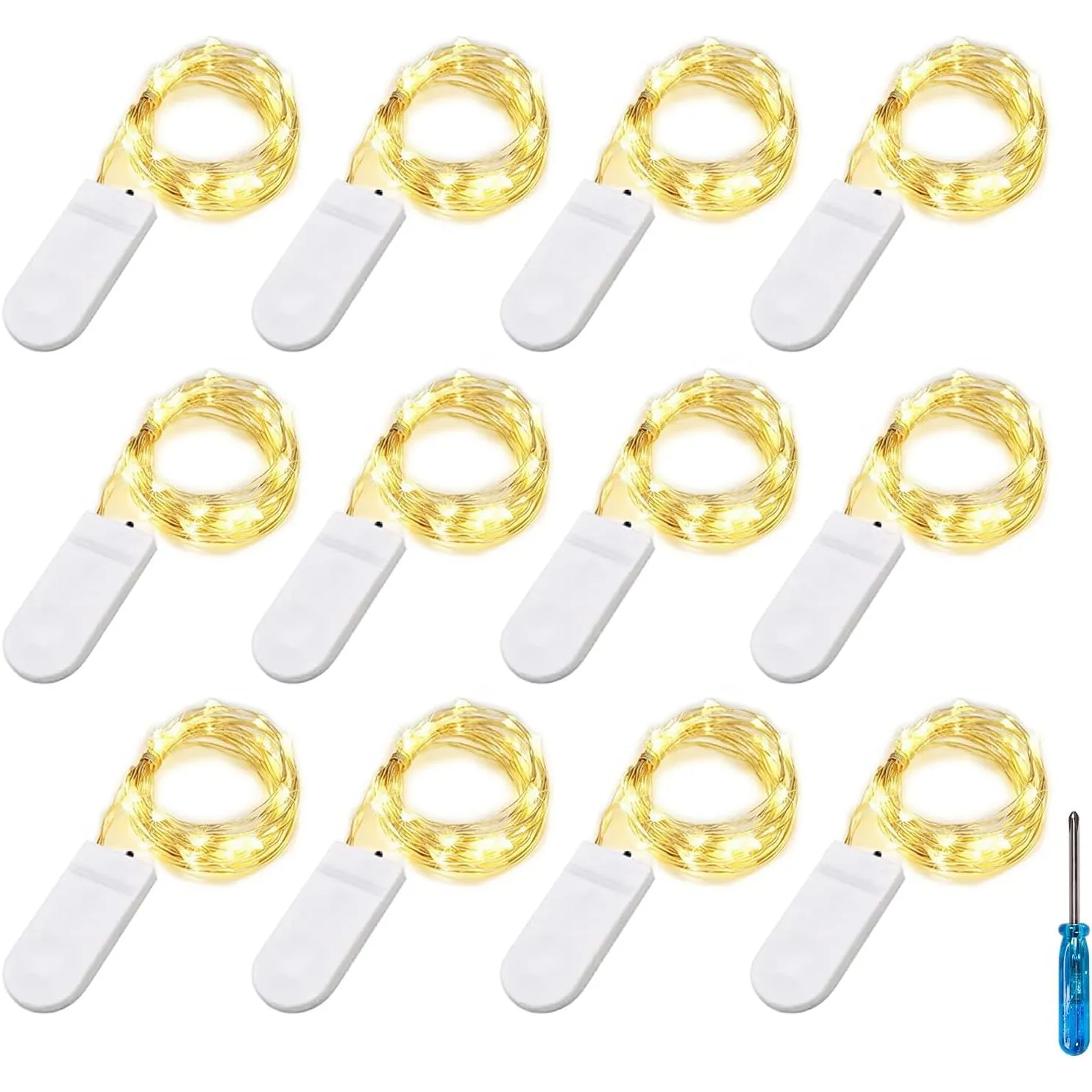 BXROIU 12 x 20 LED Micro Lichterkette Batterie 2 m mit CR2032 Warm weiß