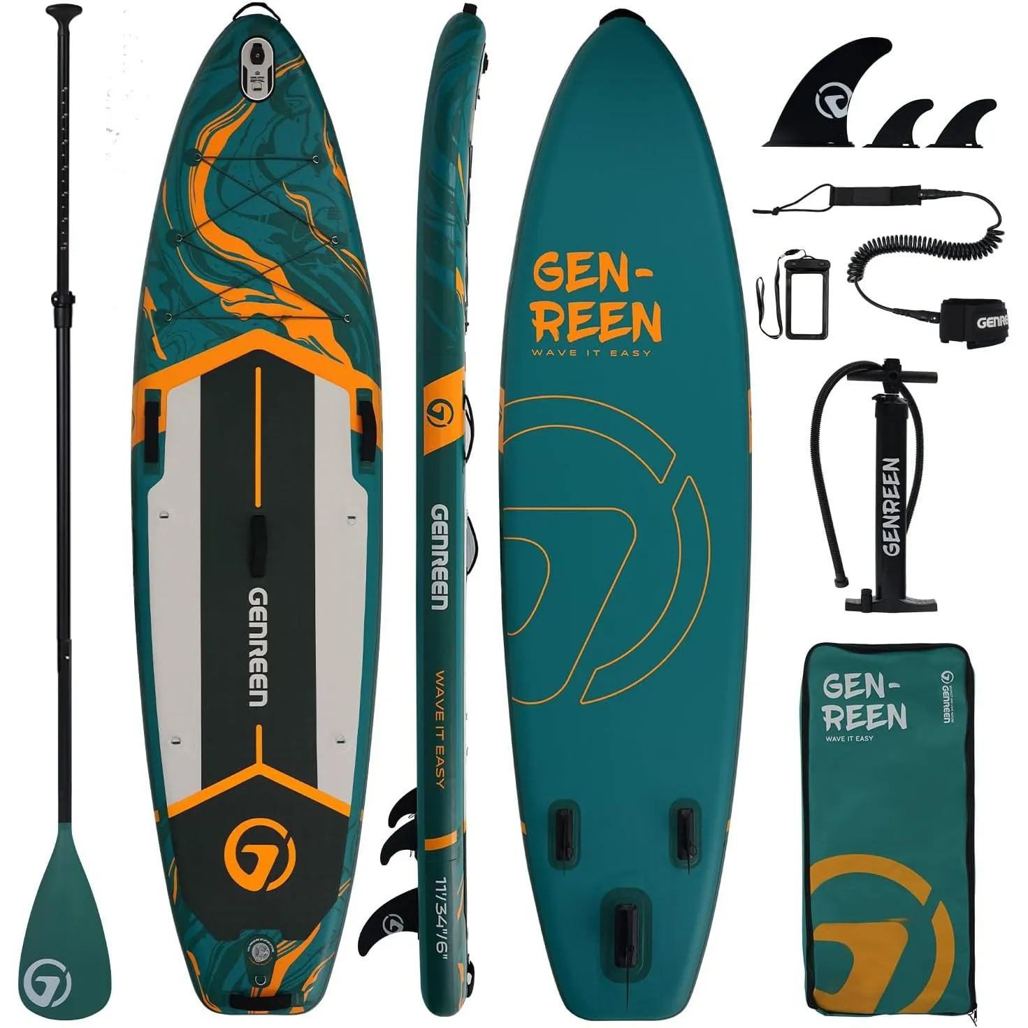 (Extra Groß) Stand up Paddle Board für Aller Fähigkeitsniveaus, 335x86cm Aufblasbare Paddleboard für Adults mit Allem Z…