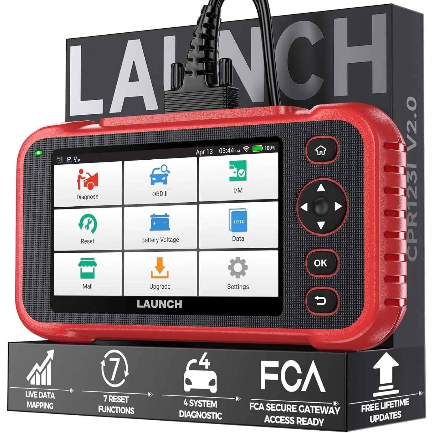 Launch CRP123I V2.0 OBD2 Diagnosegerät Auto, Auslesegerät Auto Check Engine/ABS/SRS/Getriebe Auto Diagnosegerät, Lebens…