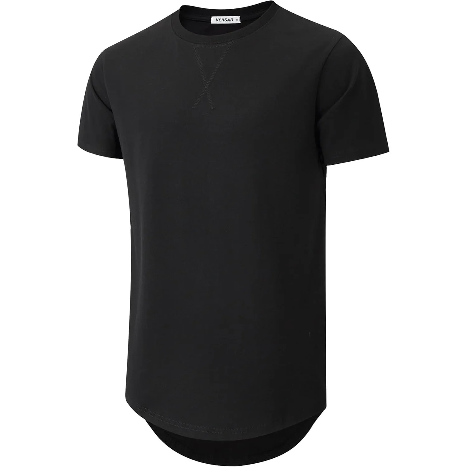 VEIISAR Herren Dickes Rundhalsmantel T-Shirt mit Herren 100 Baumwolle Heavy Duty Preshrunk Longline Shirt
