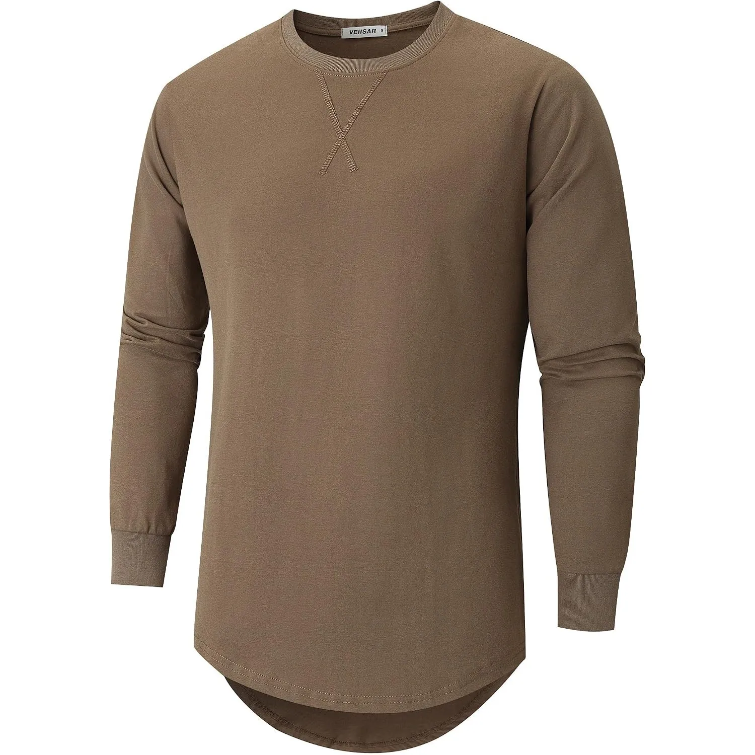 VEIISAR Herren Dickes Rundhalsmantel T-Shirt mit Herren 100 Baumwolle Heavy Duty Preshrunk Longline Shirt
