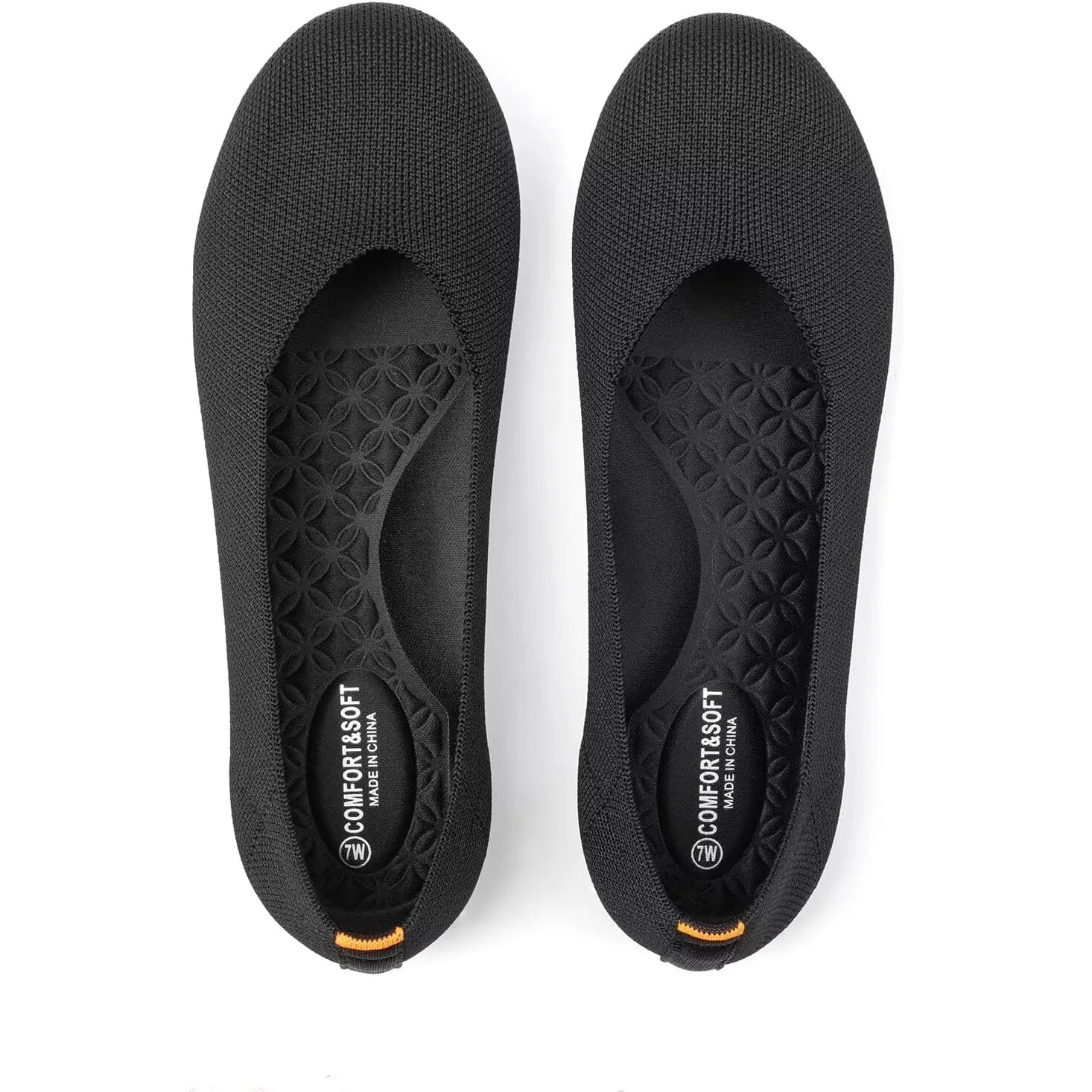 Frank Mully Damen-Ballerinas, breite Ballerinas, Slip-on-Strickschuhe, Bequeme, runde Zehenpartie für Damen