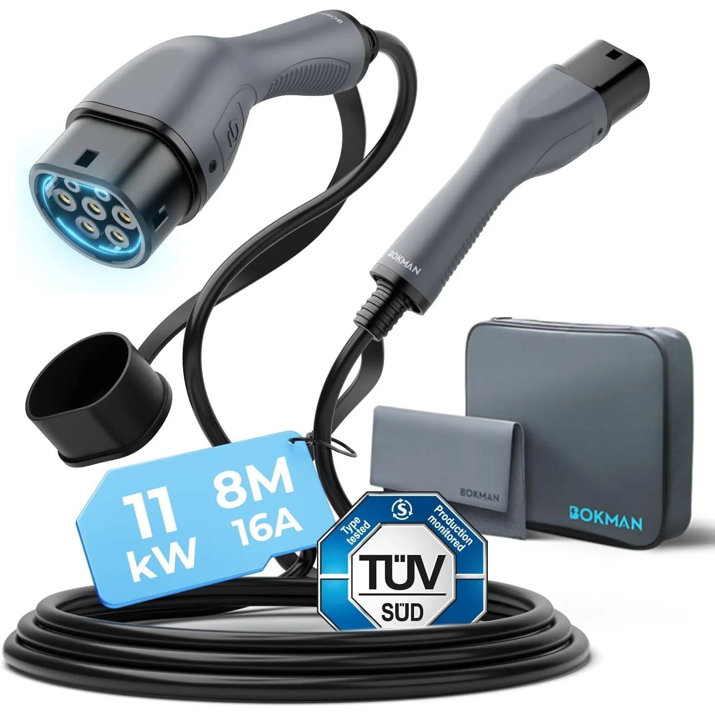 bokman Typ 2 Ladekabel 11kW 8 Meter