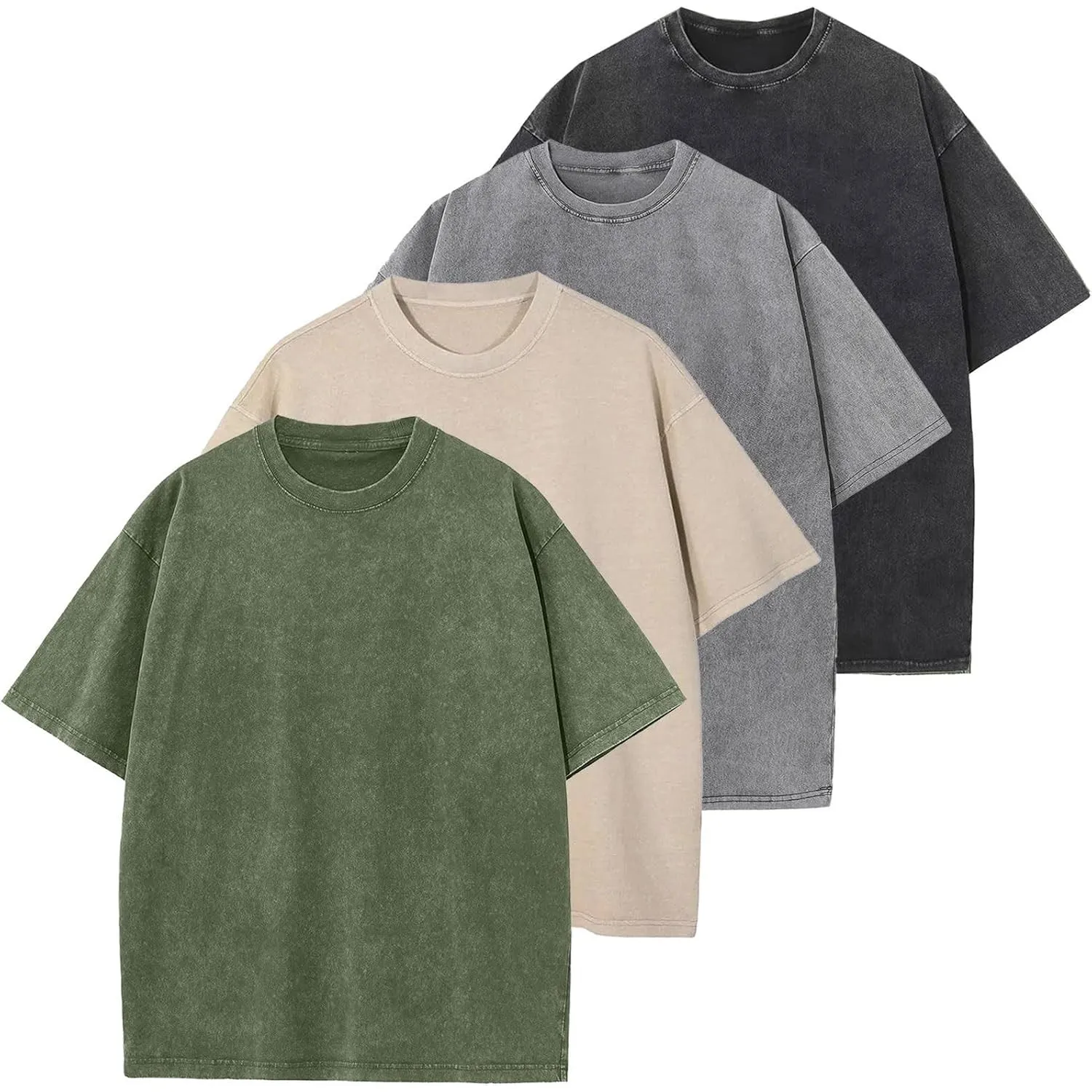 Oversized T-Shirt für Herren Heavy Baumwolle Regular Fit Basic Männer T-Shirt Set Casual Sommer Tops