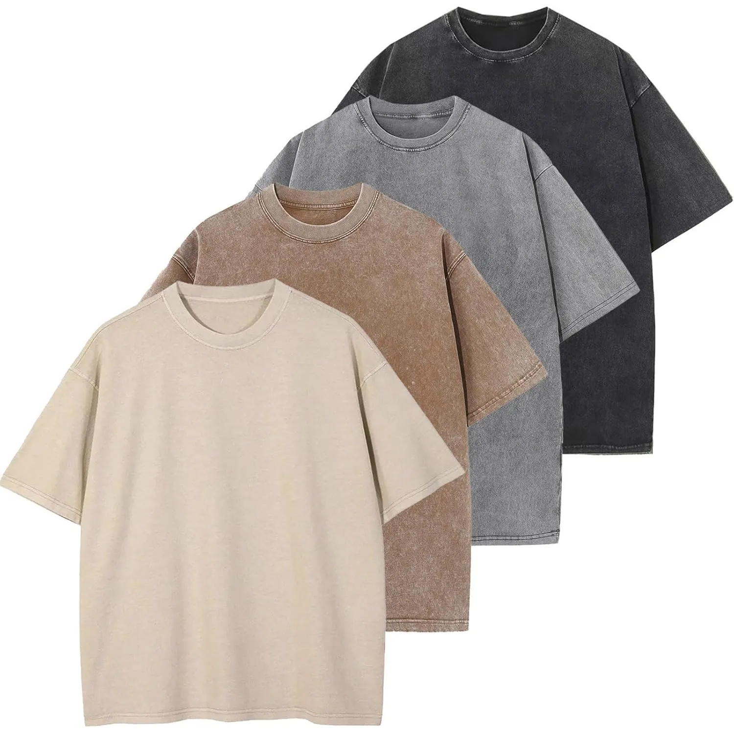 Oversized T-Shirt für Herren Heavy Baumwolle Regular Fit Basic Männer T-Shirt Set Casual Sommer Tops