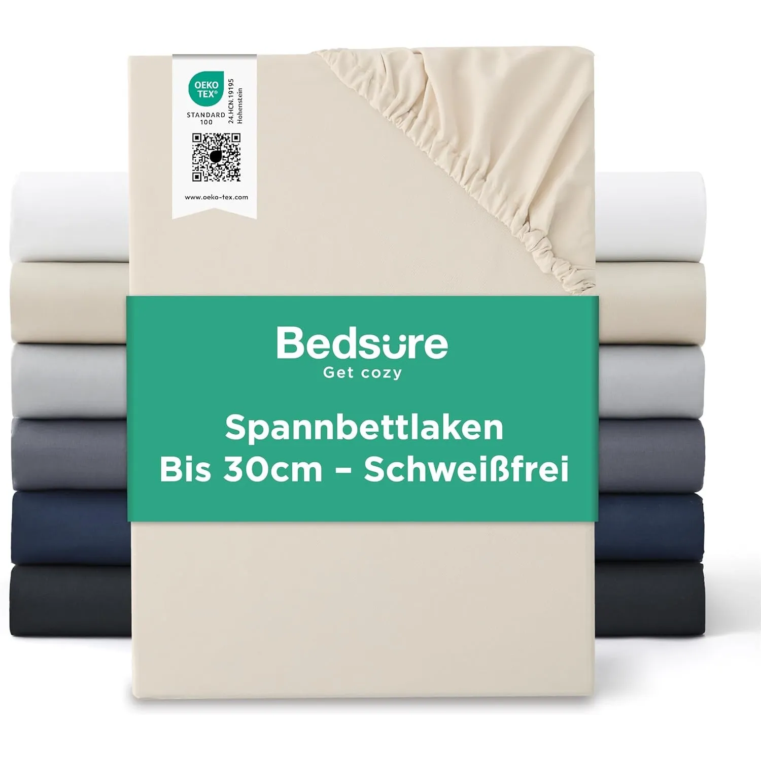 Bedsure Spannbettlaken 90x200cm Bettlaken Sommer Spannbetttücher - Oeko-TEX Mikrofaser Bis 30cm für Boxspringbett & Dic…