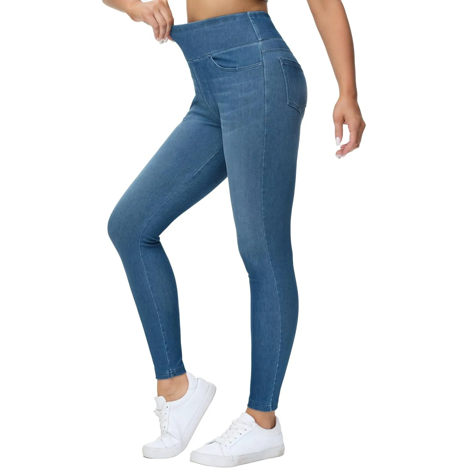THE GYM PEOPLE Damen Jeggings Stretch High Waist Skinny Jeans mit Taschen