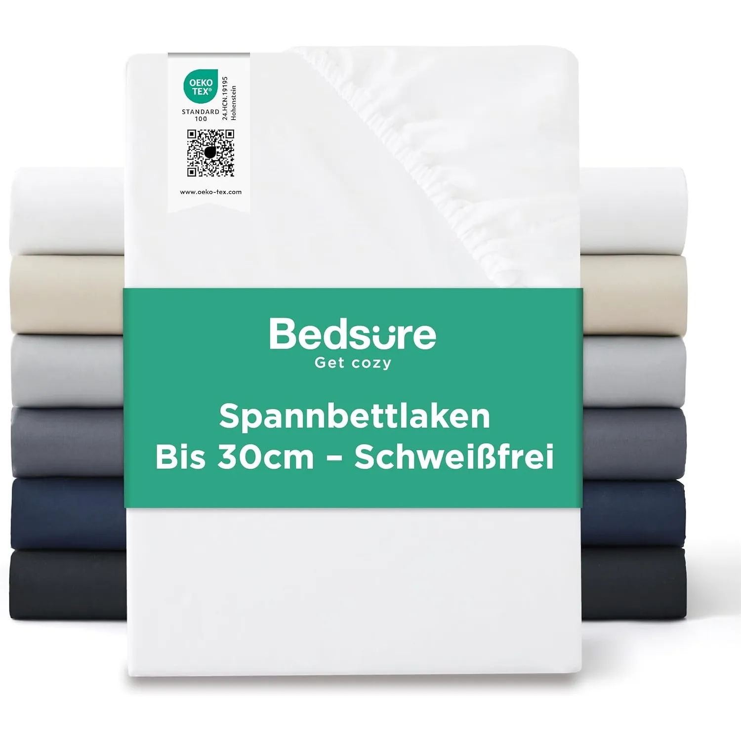 Bedsure Spannbettlaken 200x200cm Bettlaken Sommer Spannbetttücher - Oeko-TEX Mikrofaser Bis 30cm für Boxspringbett & Di…