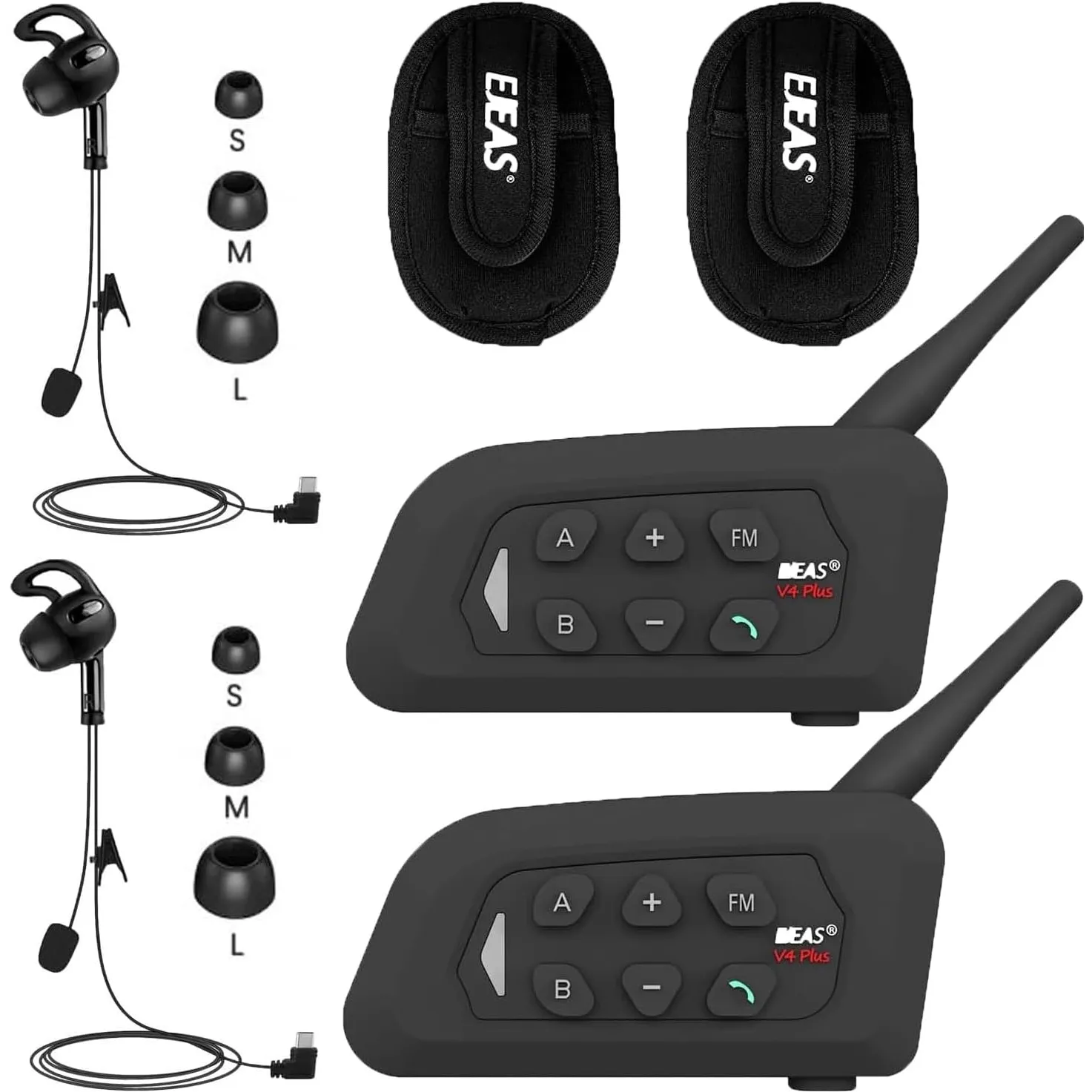 SolaMr V4C Plus Rechtes Ohr Bluetooth Gegensprechanlage Schiedsrichter Kommunikationssystem, Headset Intercom System, 4…
