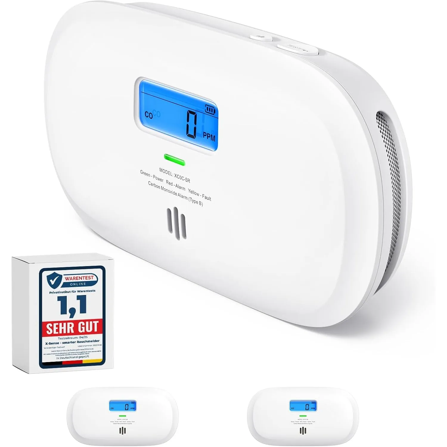 X-Sense Kohlenmonoxidmelder mit LCD-Anzeige, XC0C-SR, 2 Stück