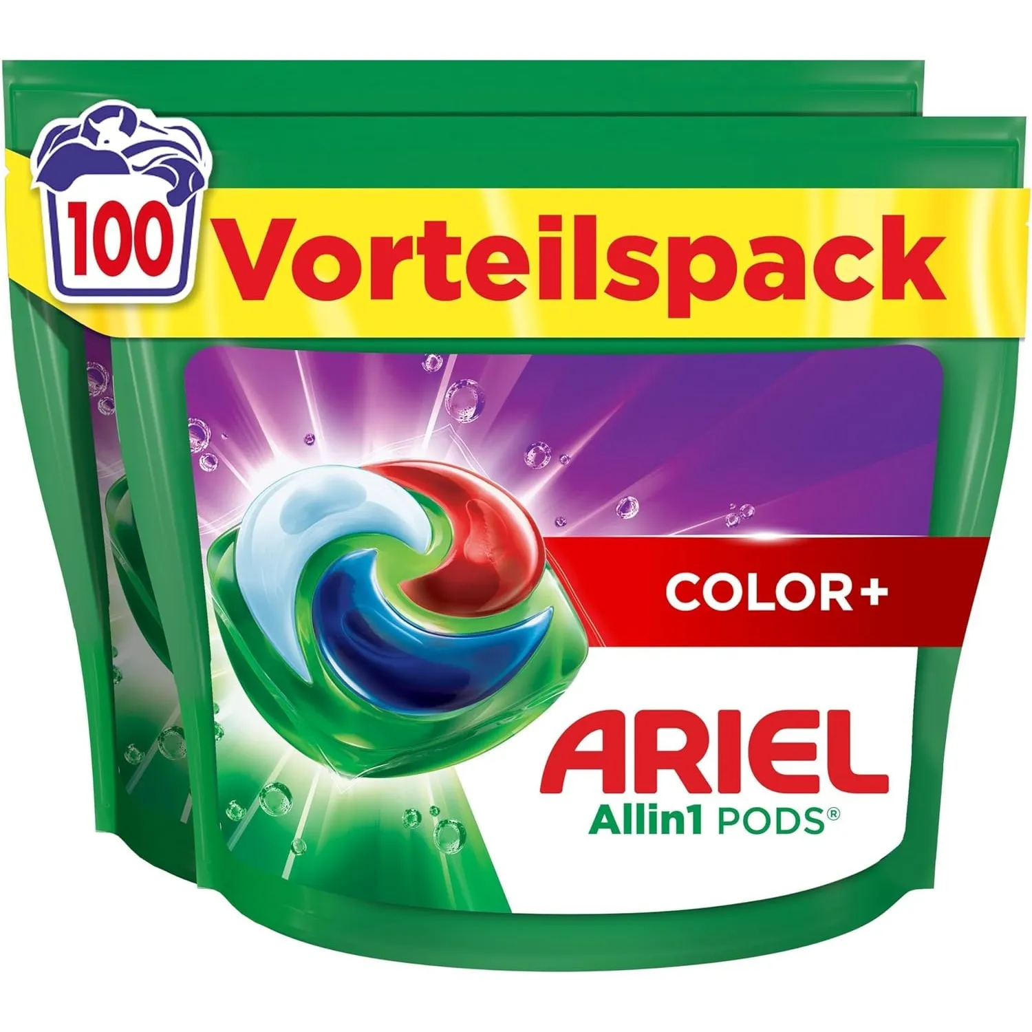 Ariel Waschmittel Pods All-in-1, Flüssigwaschmittel Kapseln 100 Waschladungen, Color+, Kraftvolle Fleckentfernung ab de…