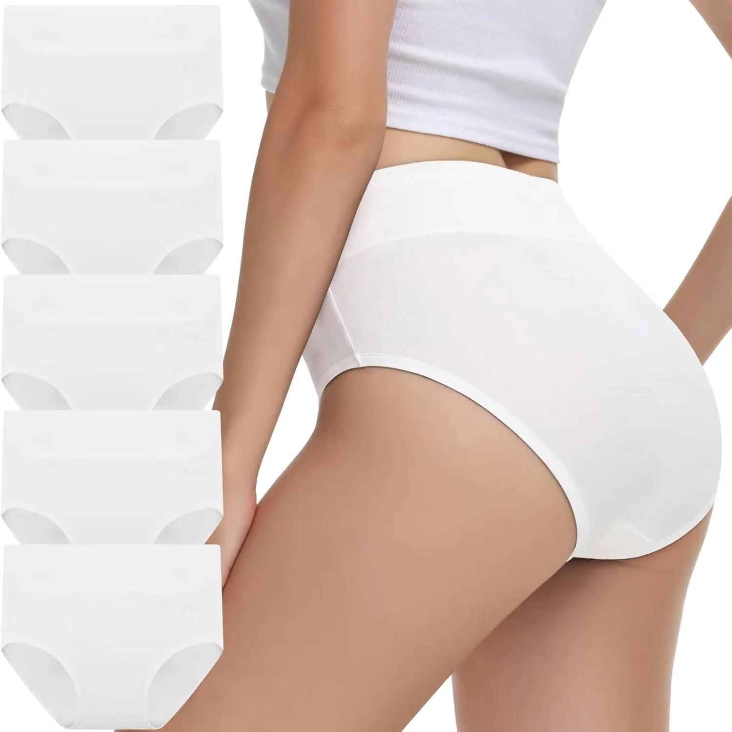 Unterhosen Damen Hohe Taille Baumwolle 5er Pack Atmungsaktiv