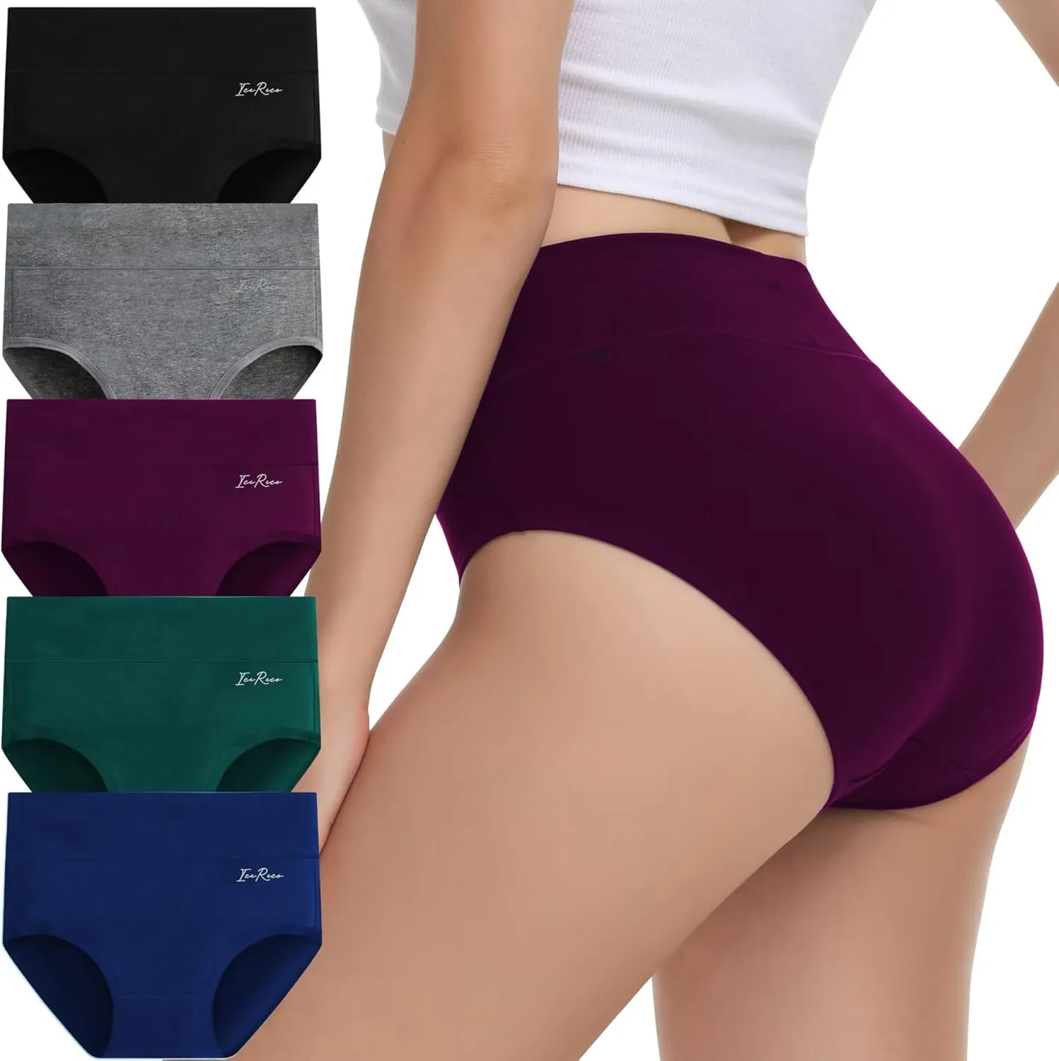 Unterhosen Damen Baumwolle 5er Pack Hohe Taille Slips Unterwäsche Atmungsaktiv Stretch Weich