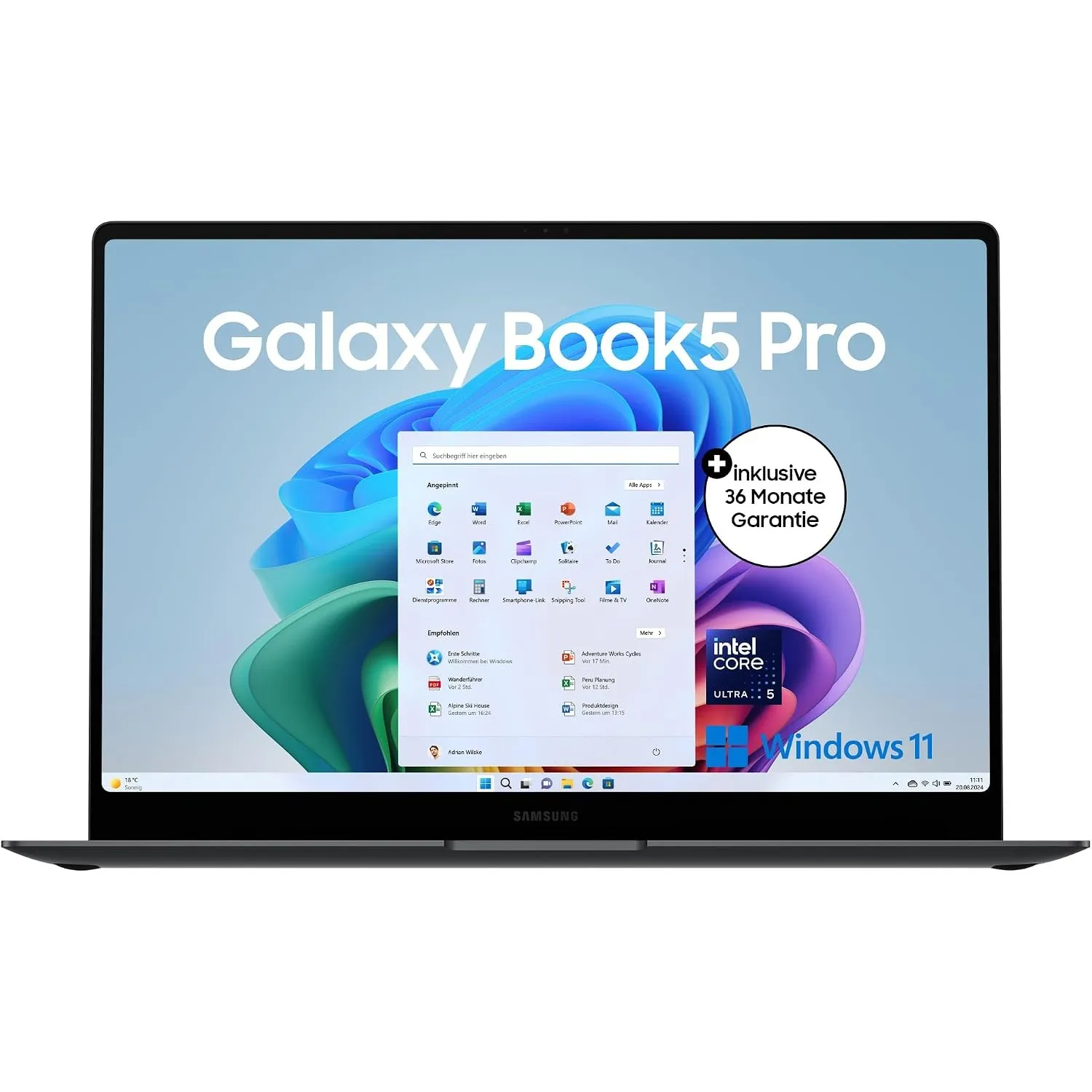Samsung Galaxy Book5 Pro AI-Laptop, 16-Zoll-Display, AI-Notebook mit Intel Core Ultra 5 Prozessor, 16 GB RAM, 512 GB Sp…